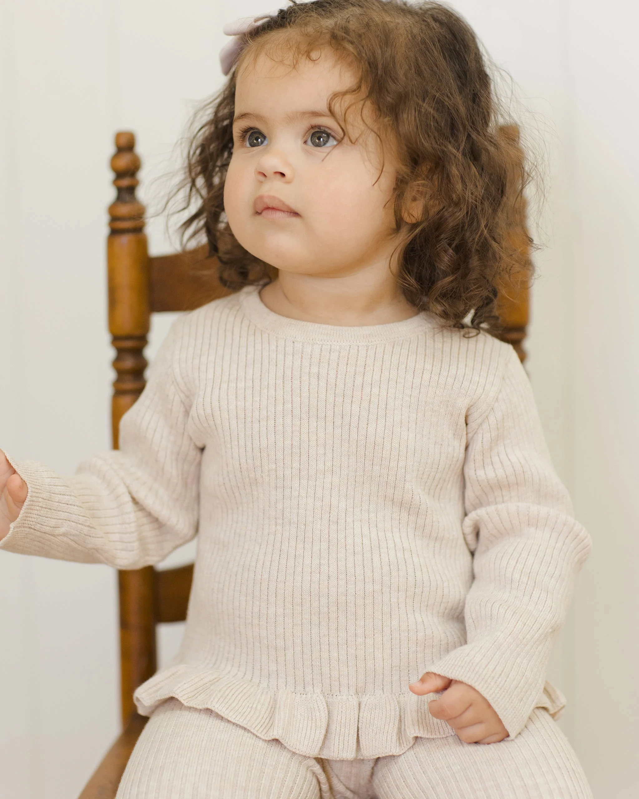 *Rib Knit Peplum Top || Heathered Oatmeal* - Image 2