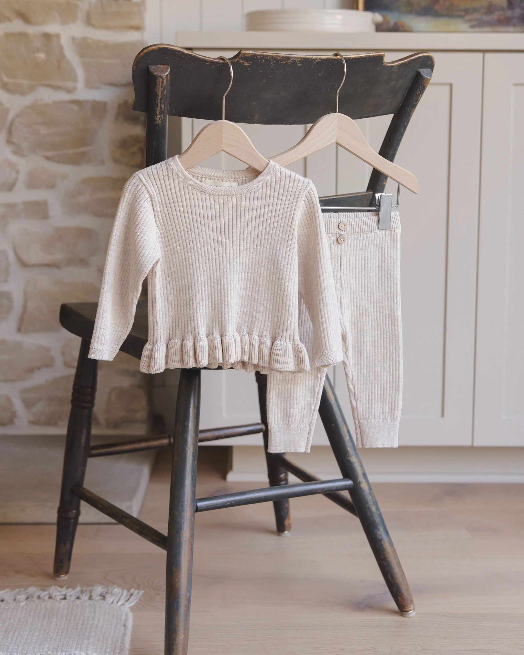 *Rib Knit Peplum Top || Heathered Oatmeal* - Image 3