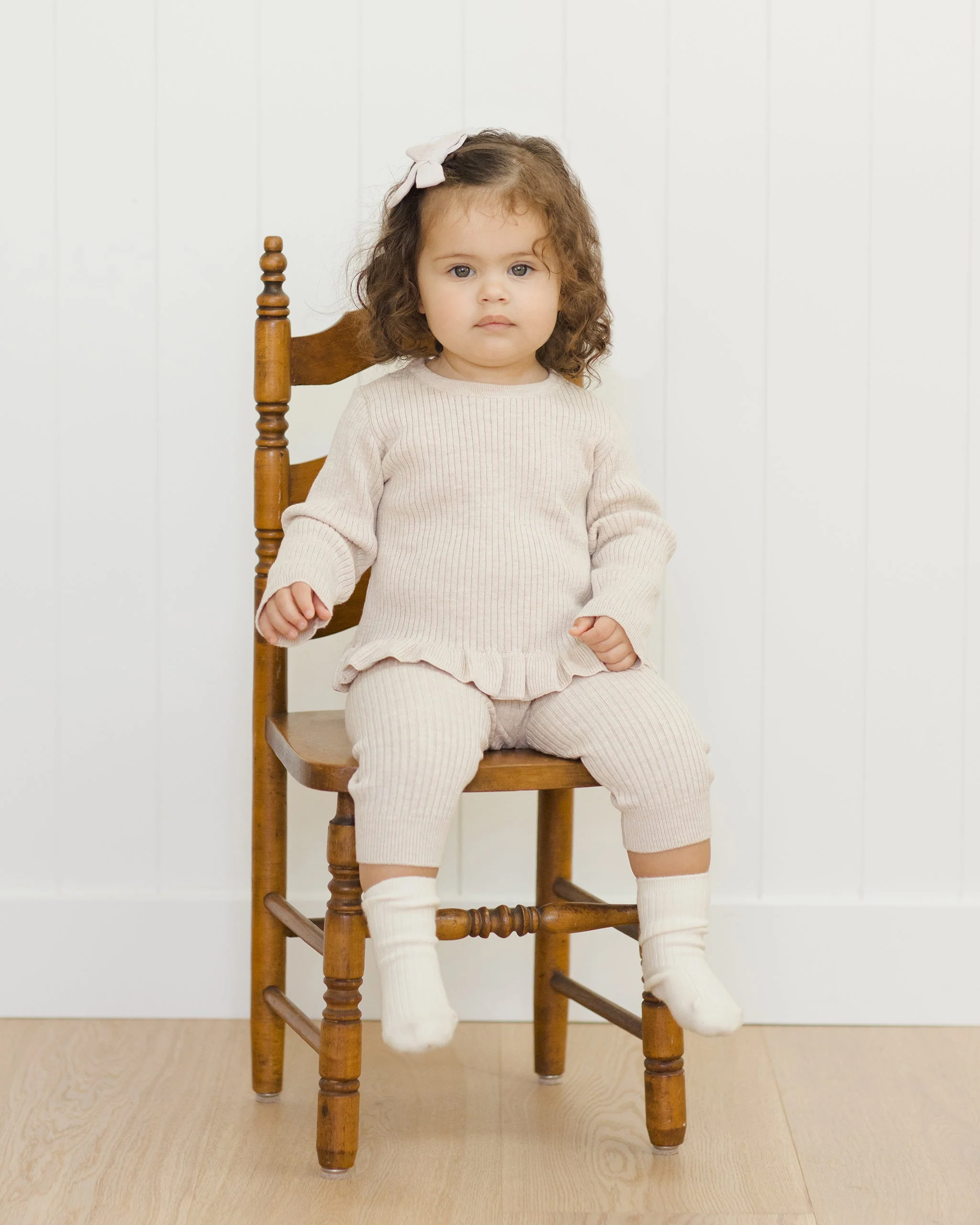 *Rib Knit Peplum Top || Heathered Oatmeal* - Image 5