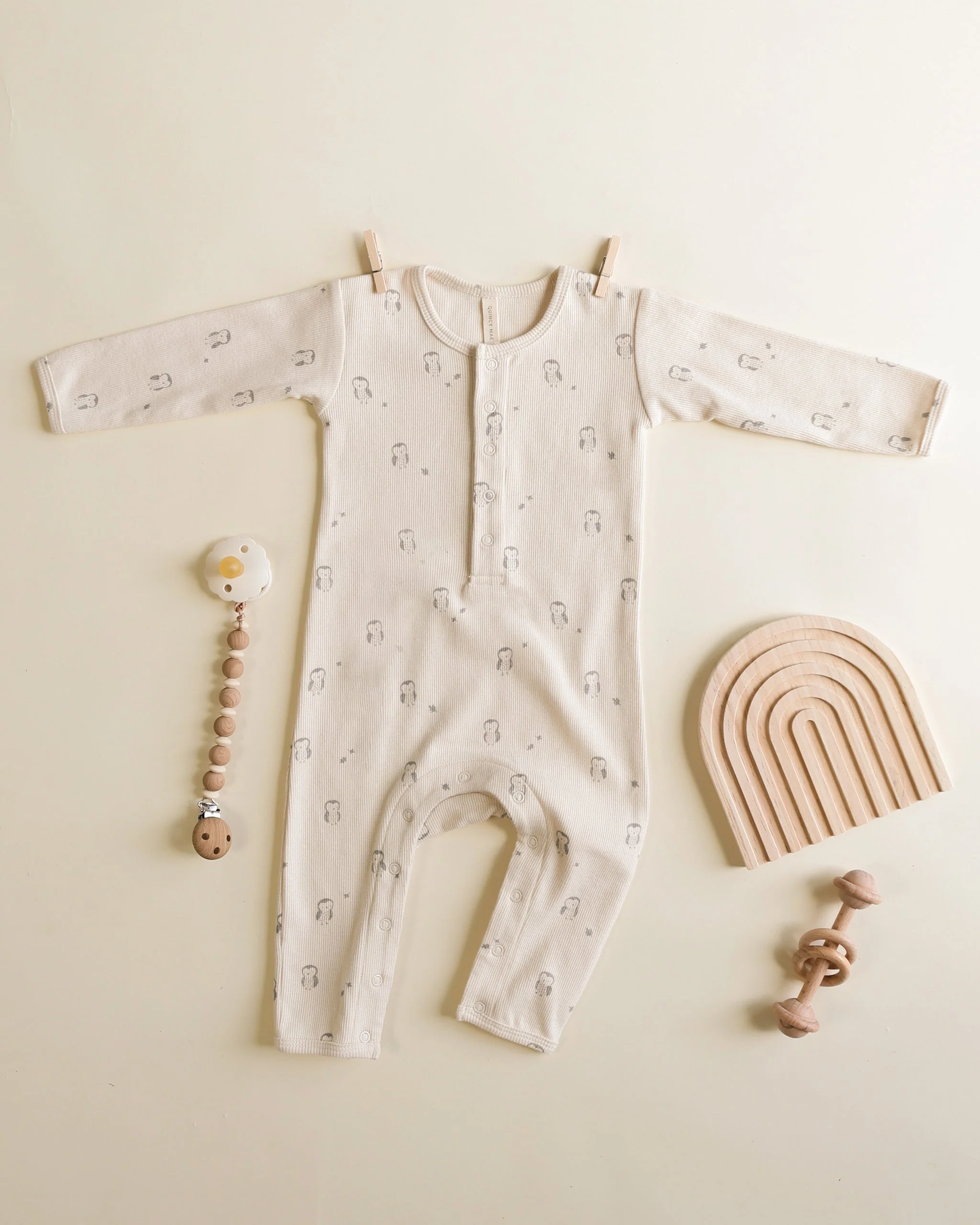 Ribbed Baby Jumpsuit || Owls - Image 7