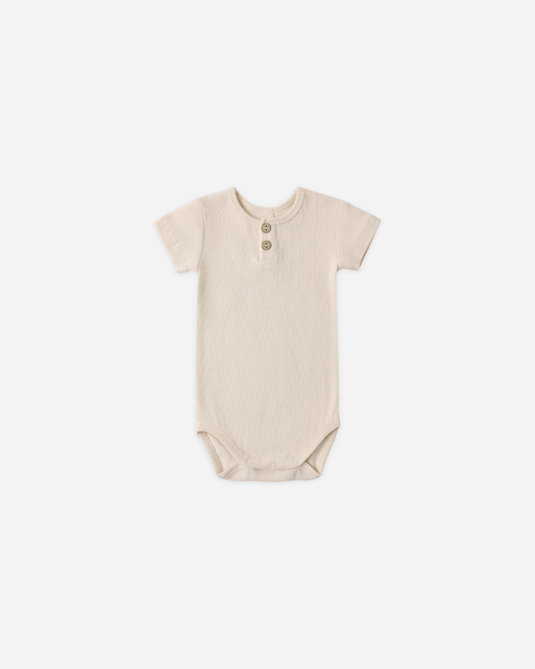 Ribbed Henley Bodysuit Ecru