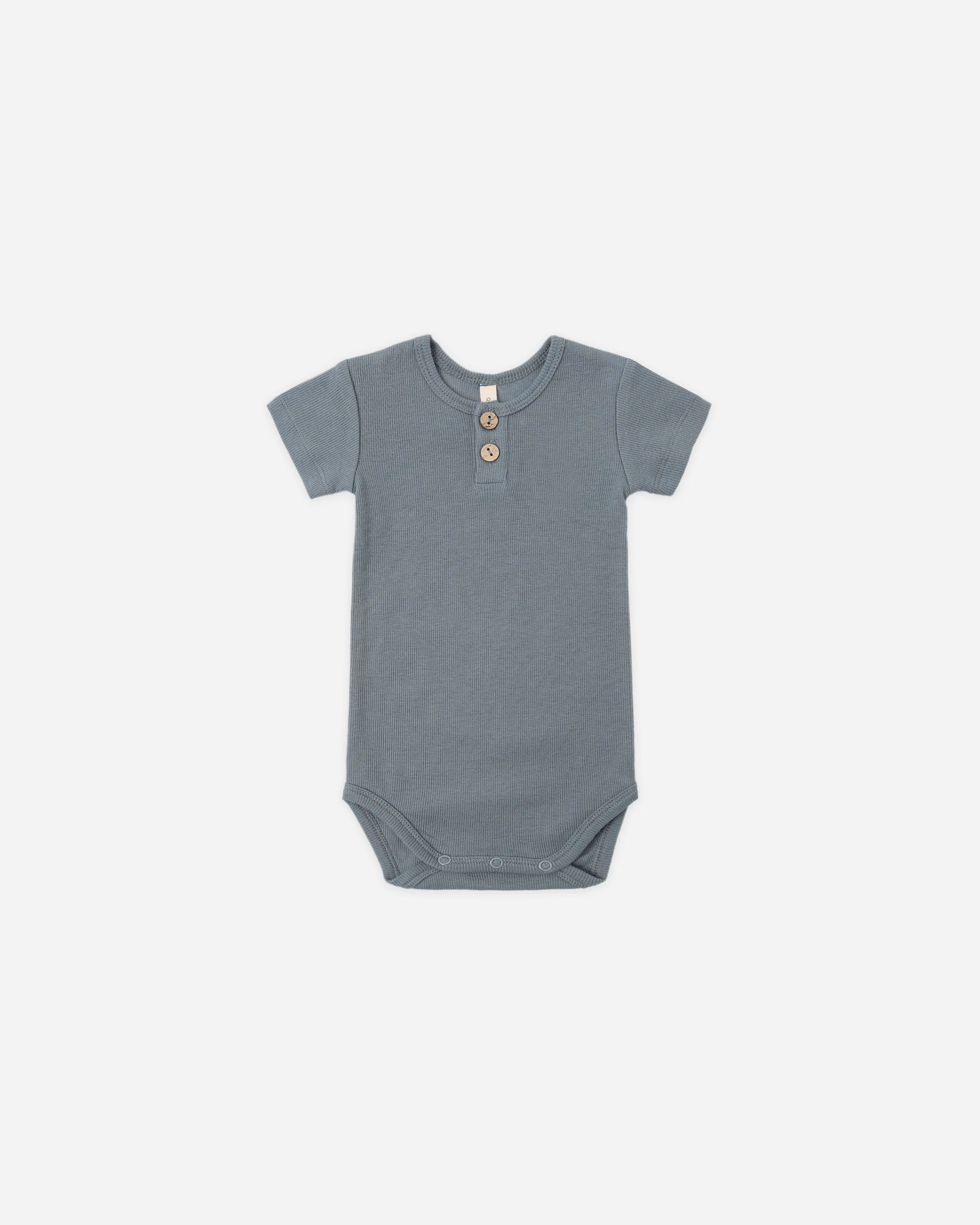 Ribbed Henley Bodysuit Ocean