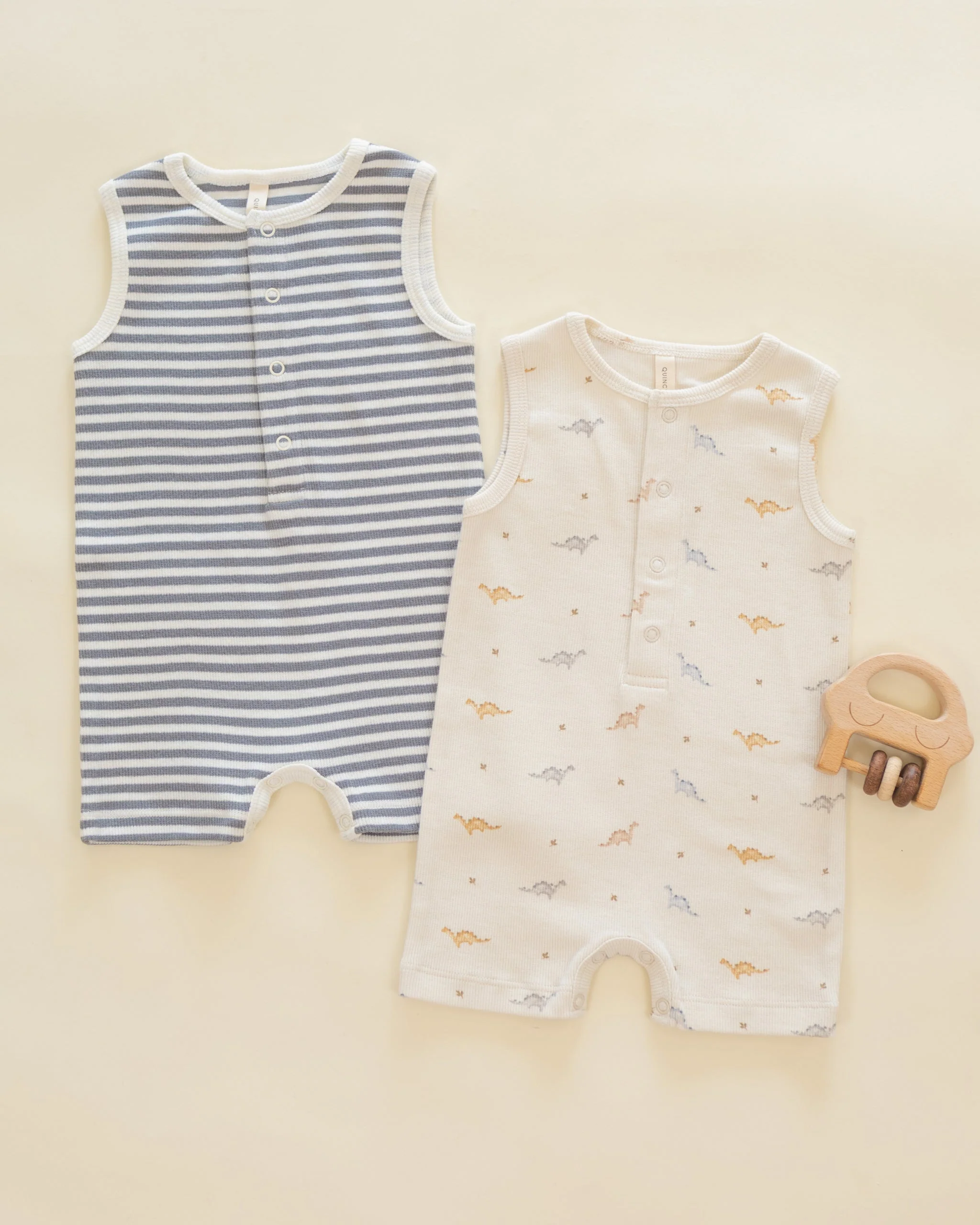 Ribbed Henley Romper Ocean Stripe - Image 3