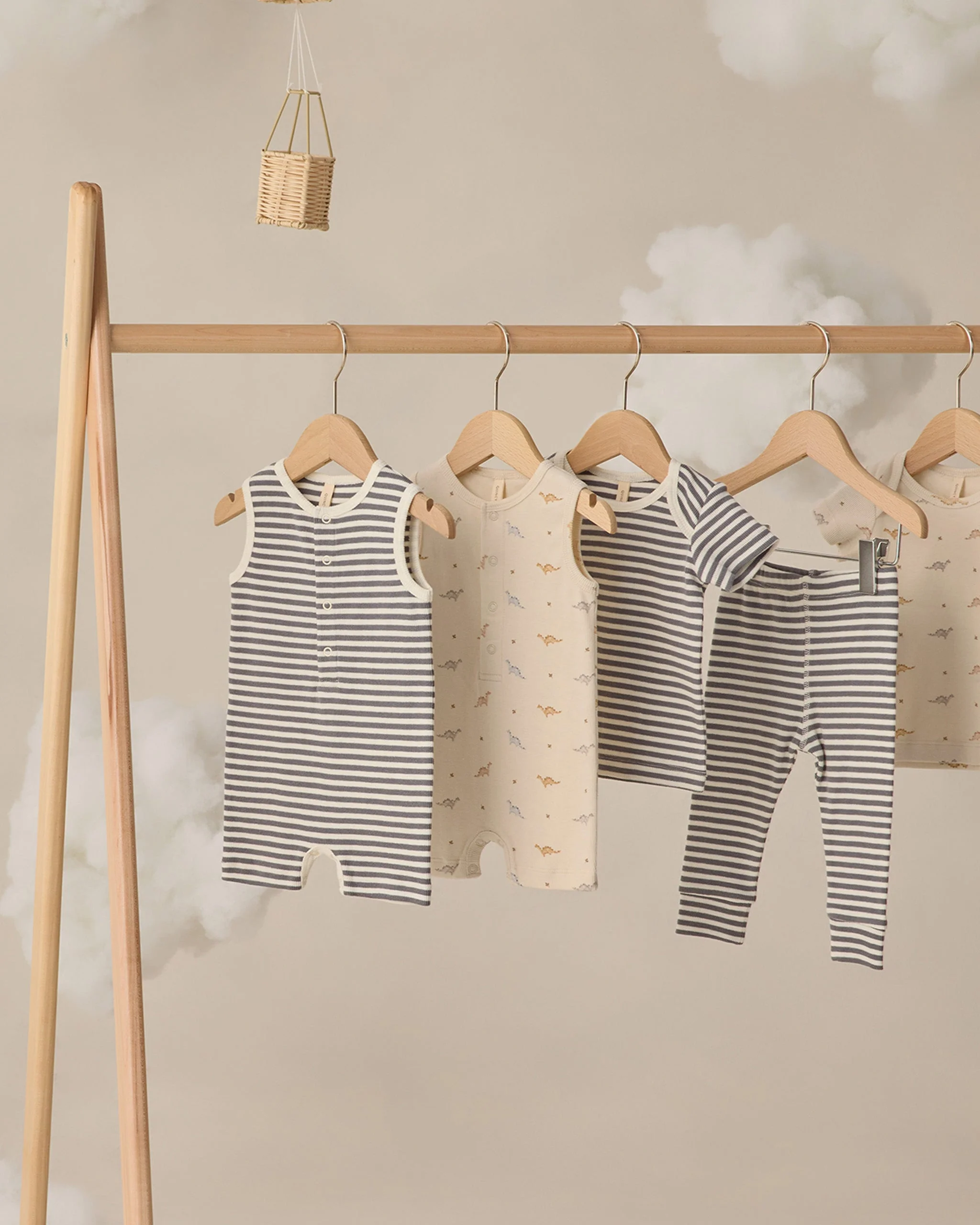Ribbed Henley Romper Ocean Stripe - Image 4
