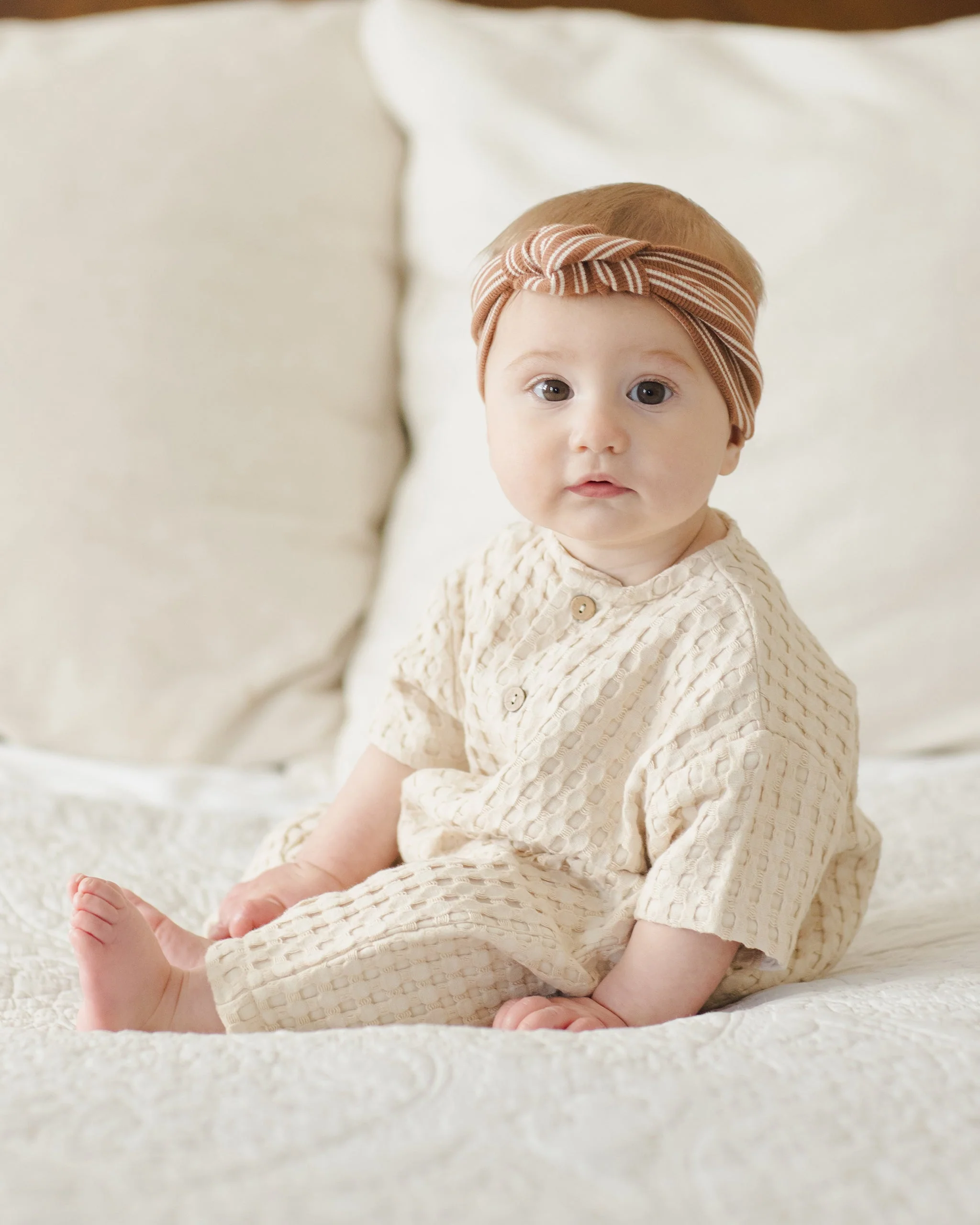 Ribbed Knotted Headband || Cedar Micro Stripe - Image 3