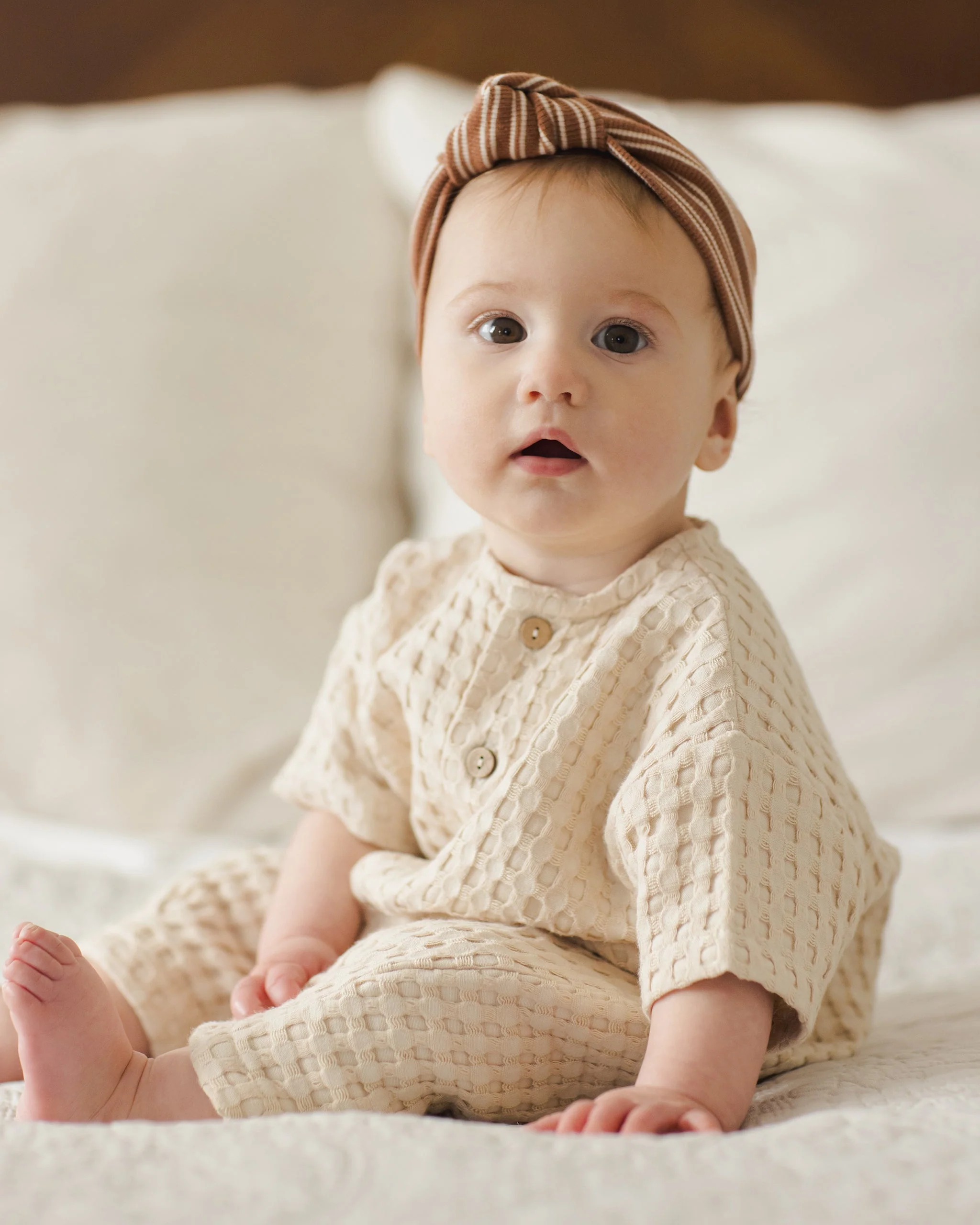 Ribbed Knotted Headband || Cedar Micro Stripe - Image 4