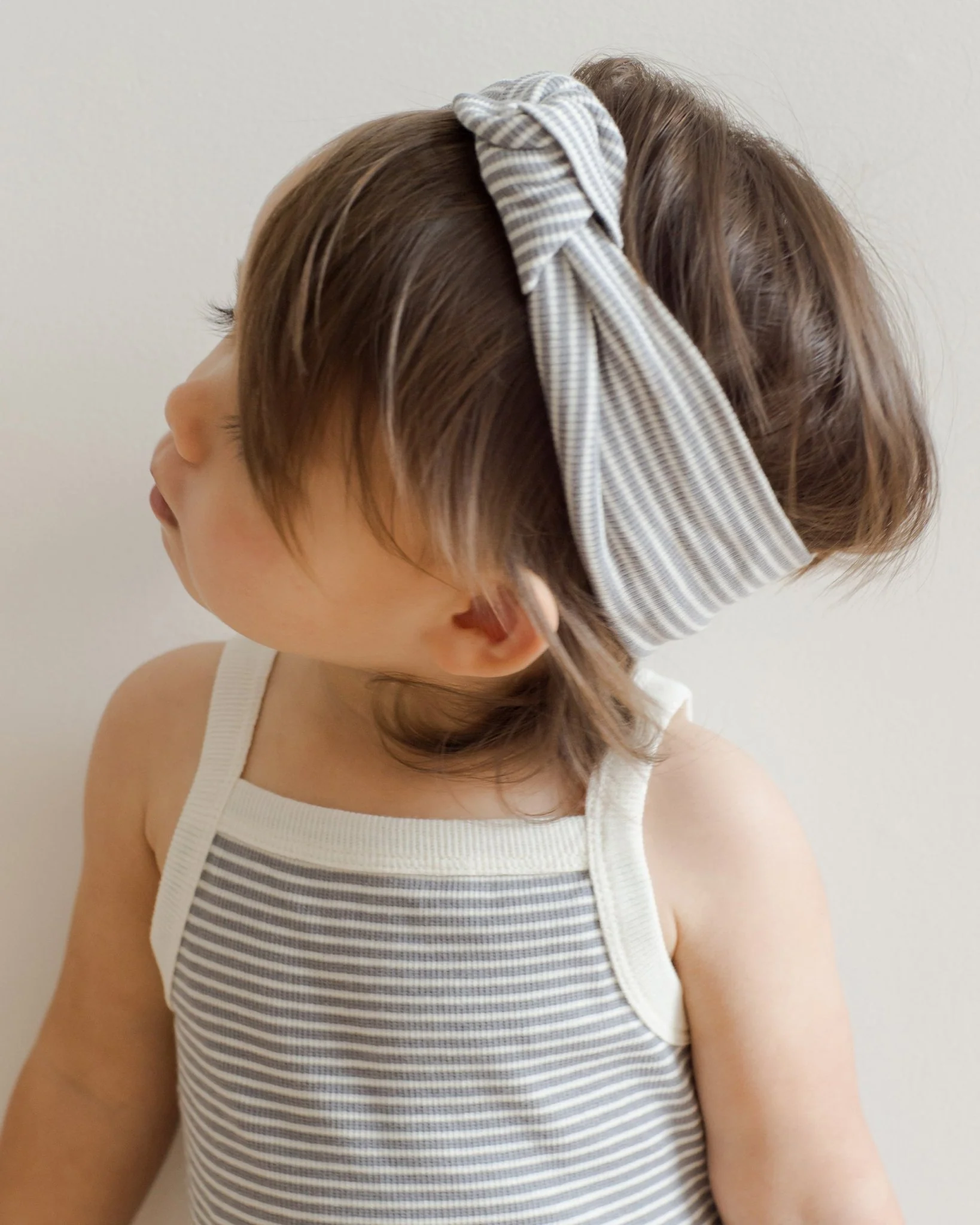 Ribbed Knotted Headband || Lagoon Micro Stripe - Image 3