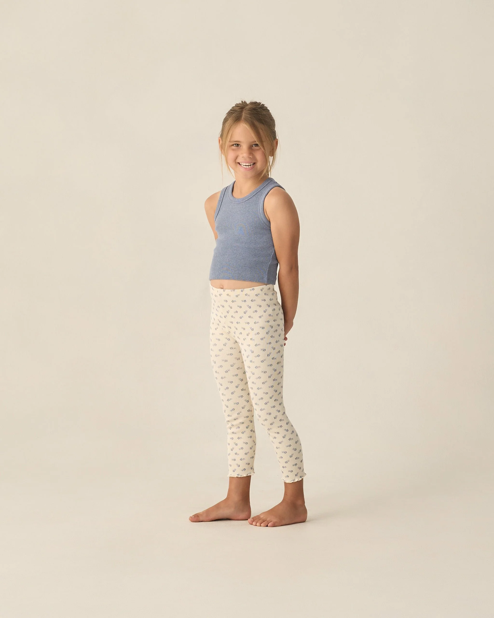 Ribbed Legging Set Natural Blue Ditsy, Heathered Marine - Image 2