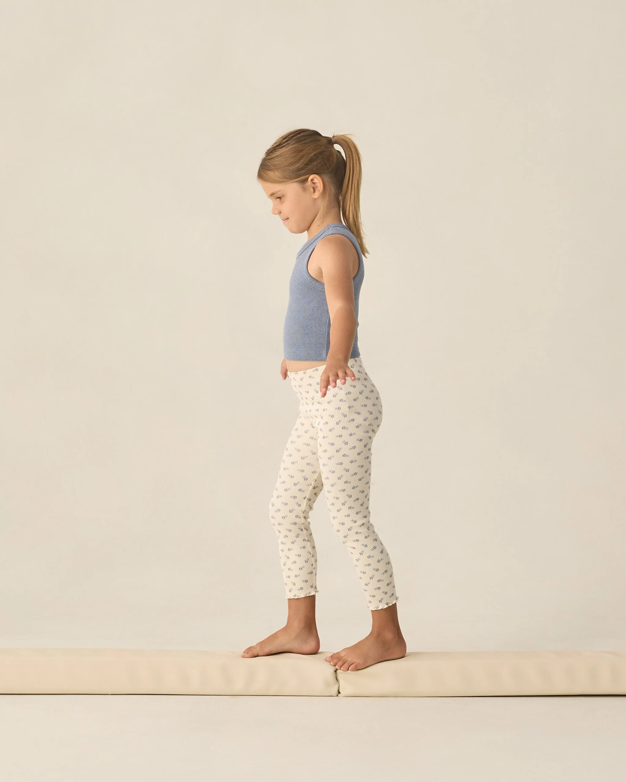 Ribbed Legging Set Natural Blue Ditsy, Heathered Marine - Image 4