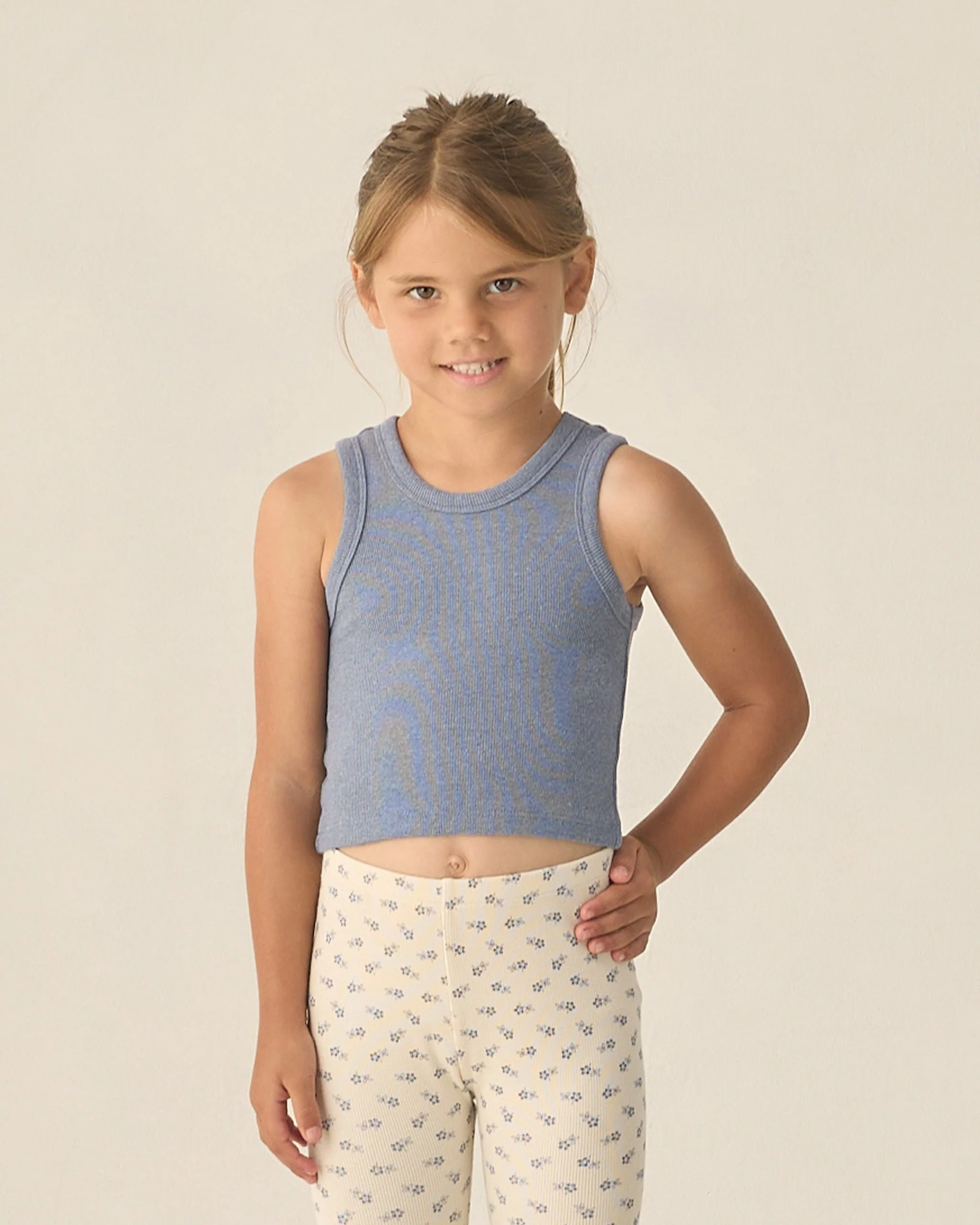 Ribbed Legging Set Natural Blue Ditsy, Heathered Marine - Image 5