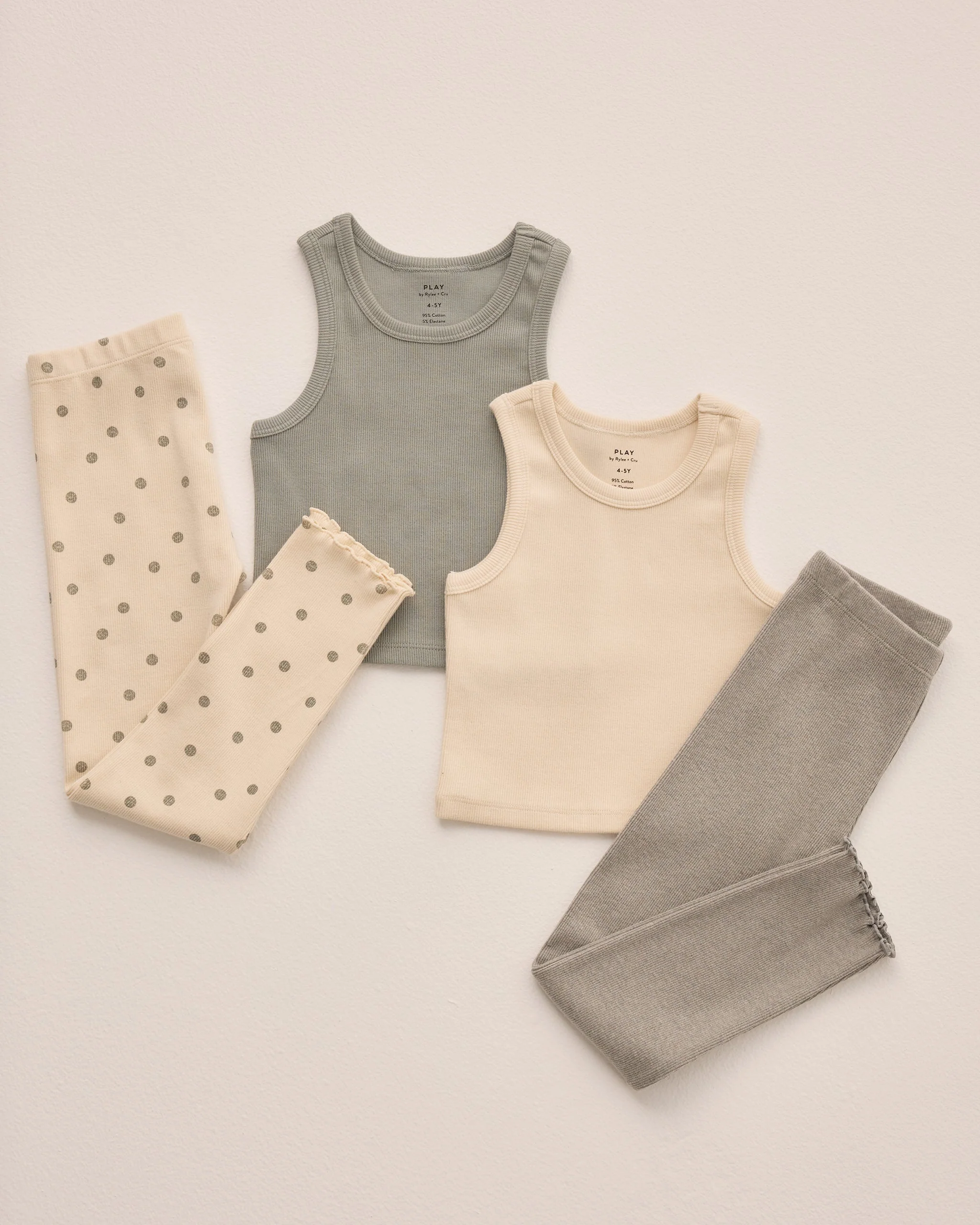 Ribbed Legging Set || Polka Dot, Eucalyptus - Image 6