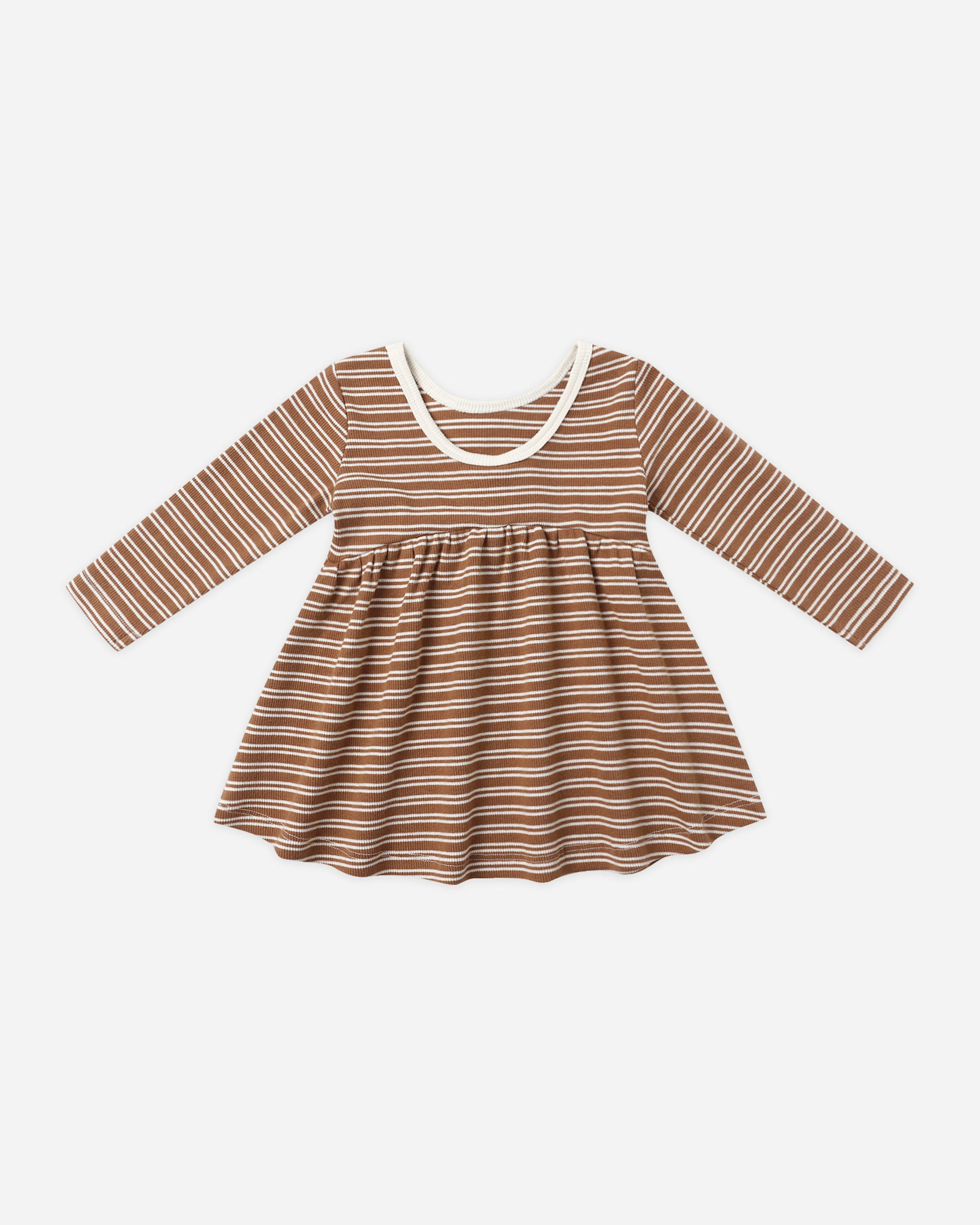 Ribbed Long Sleeve Dress || Cedar Micro Stripe - Image 2
