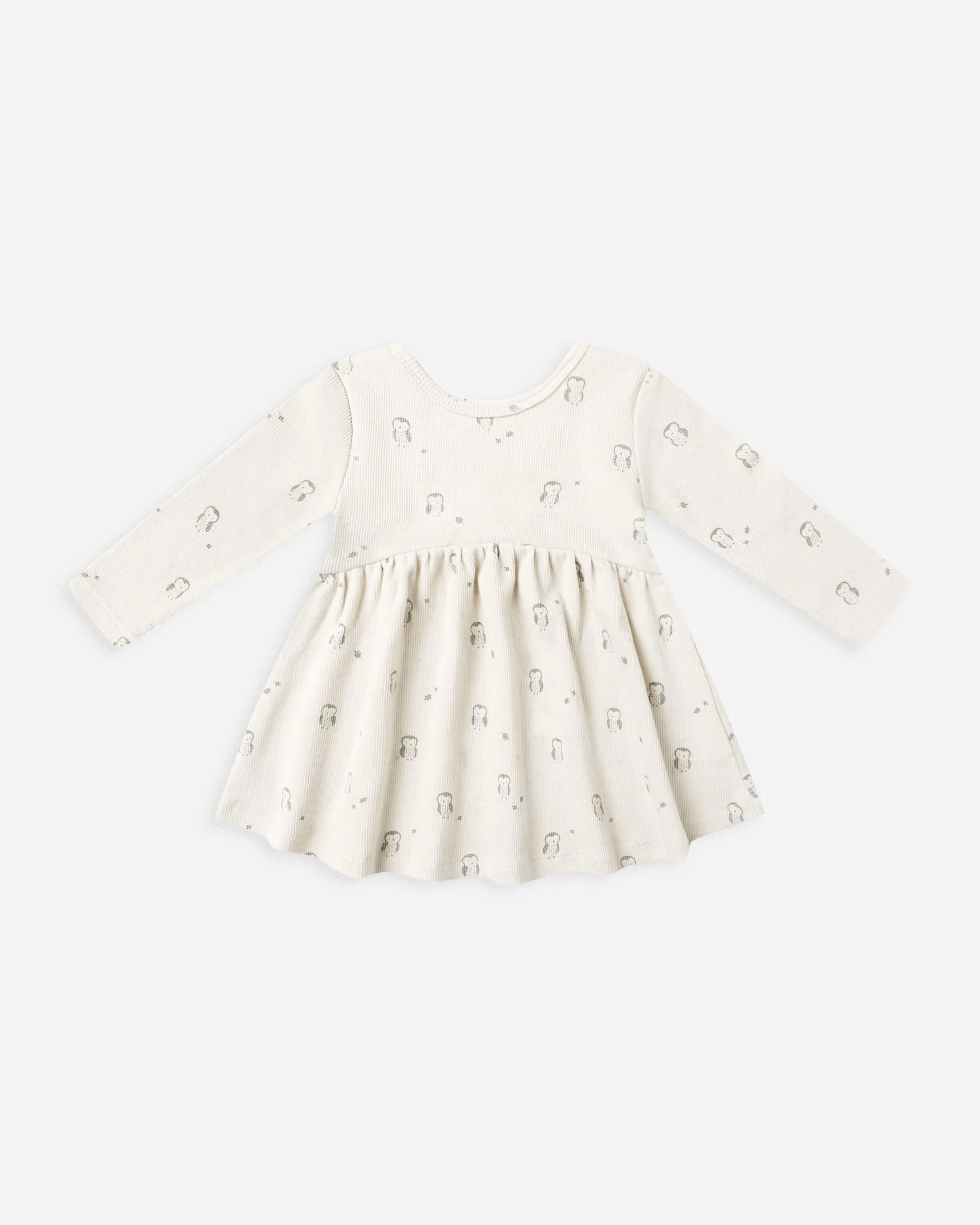 Ribbed Long Sleeve Dress || Owls