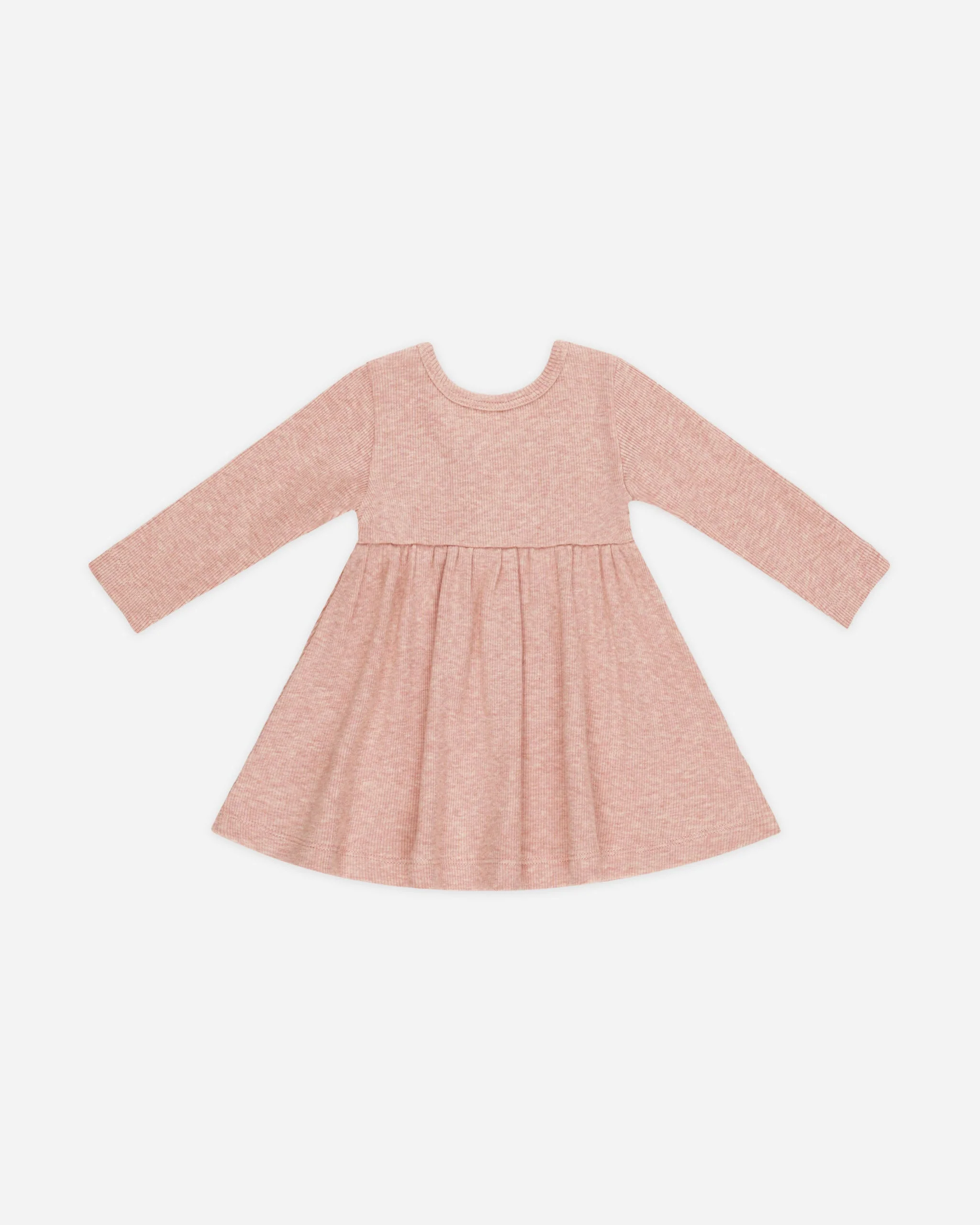 Ribbed Long Sleeve Dress || Rose