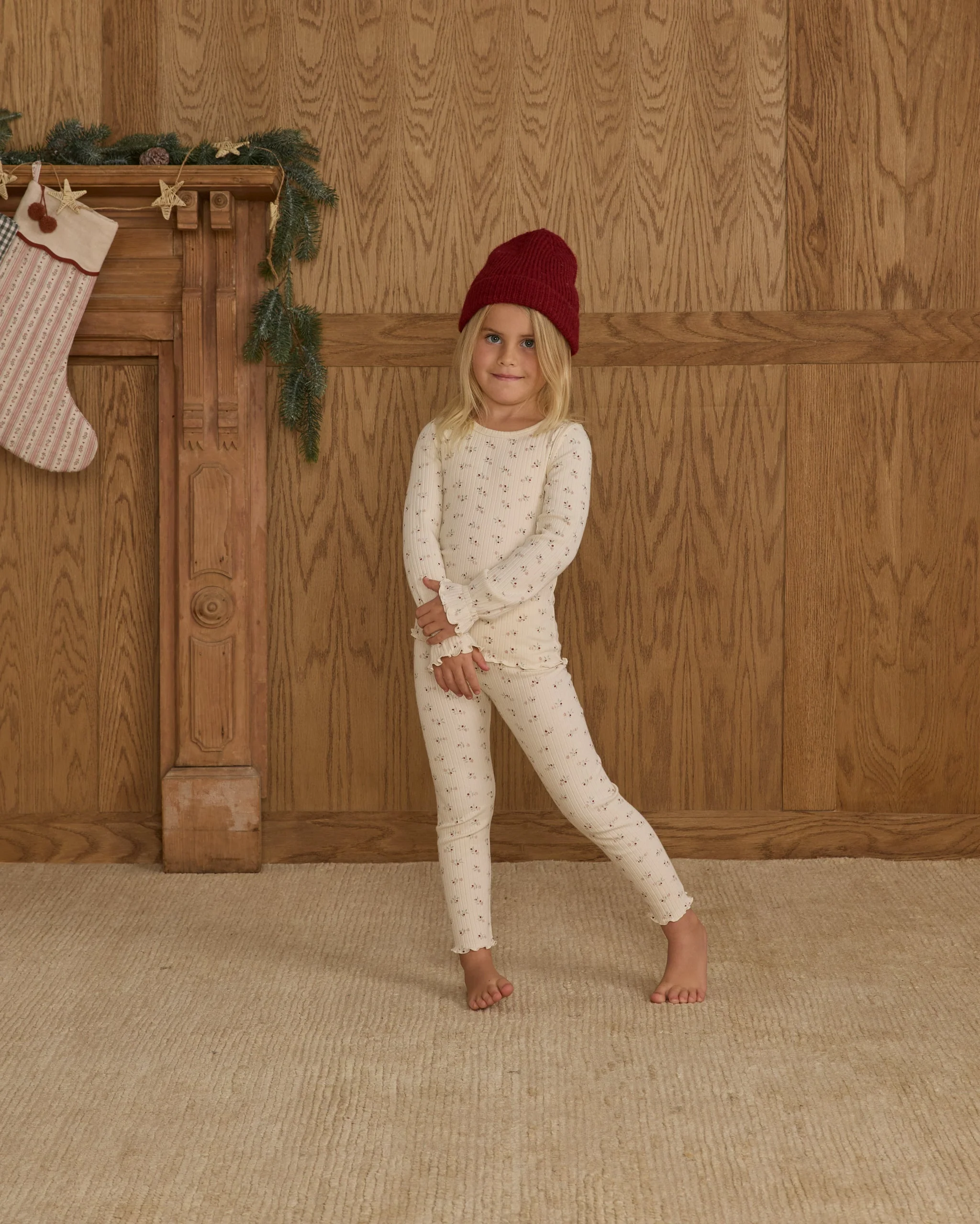 Ribbed Long Sleeve Top || Natural Ditsy - Image 2