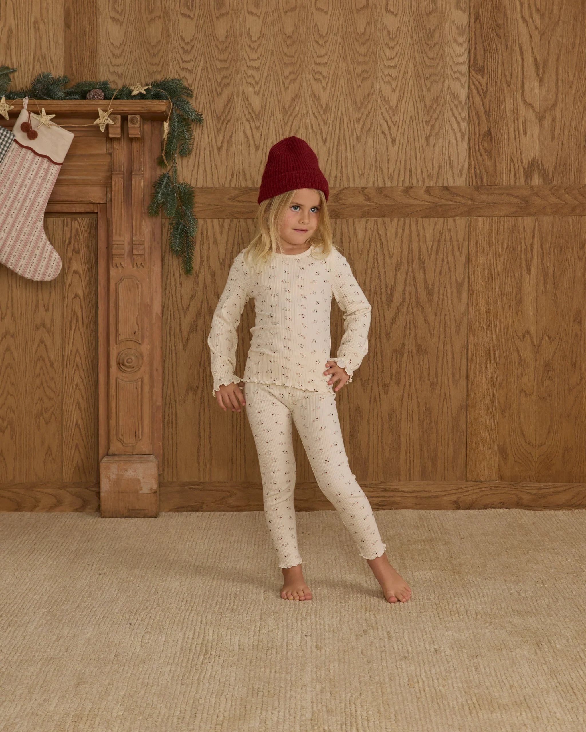 Ribbed Long Sleeve Top || Natural Ditsy - Image 4