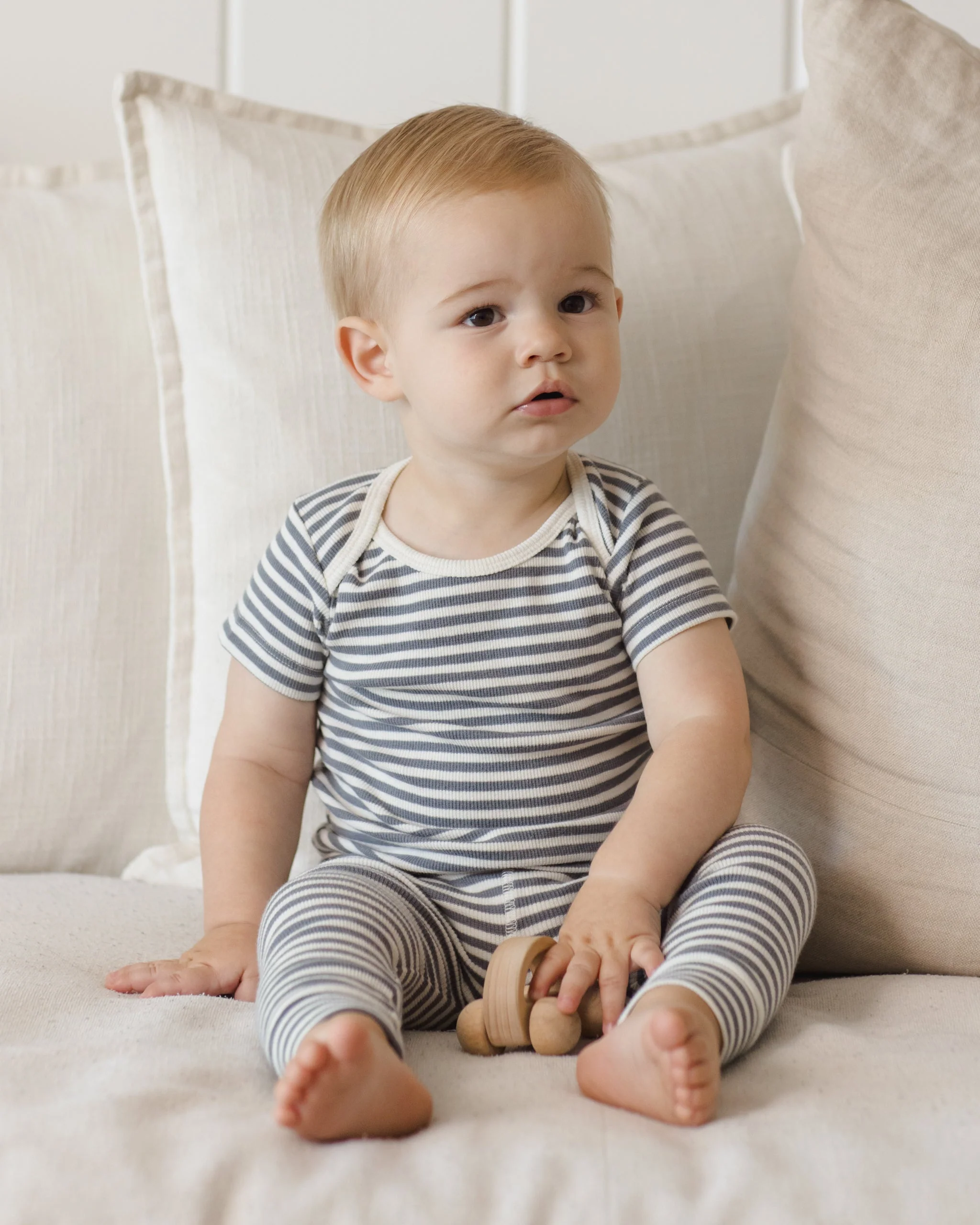 Ribbed Short Sleeve Tee + Legging Set Ocean Stripe - Image 4