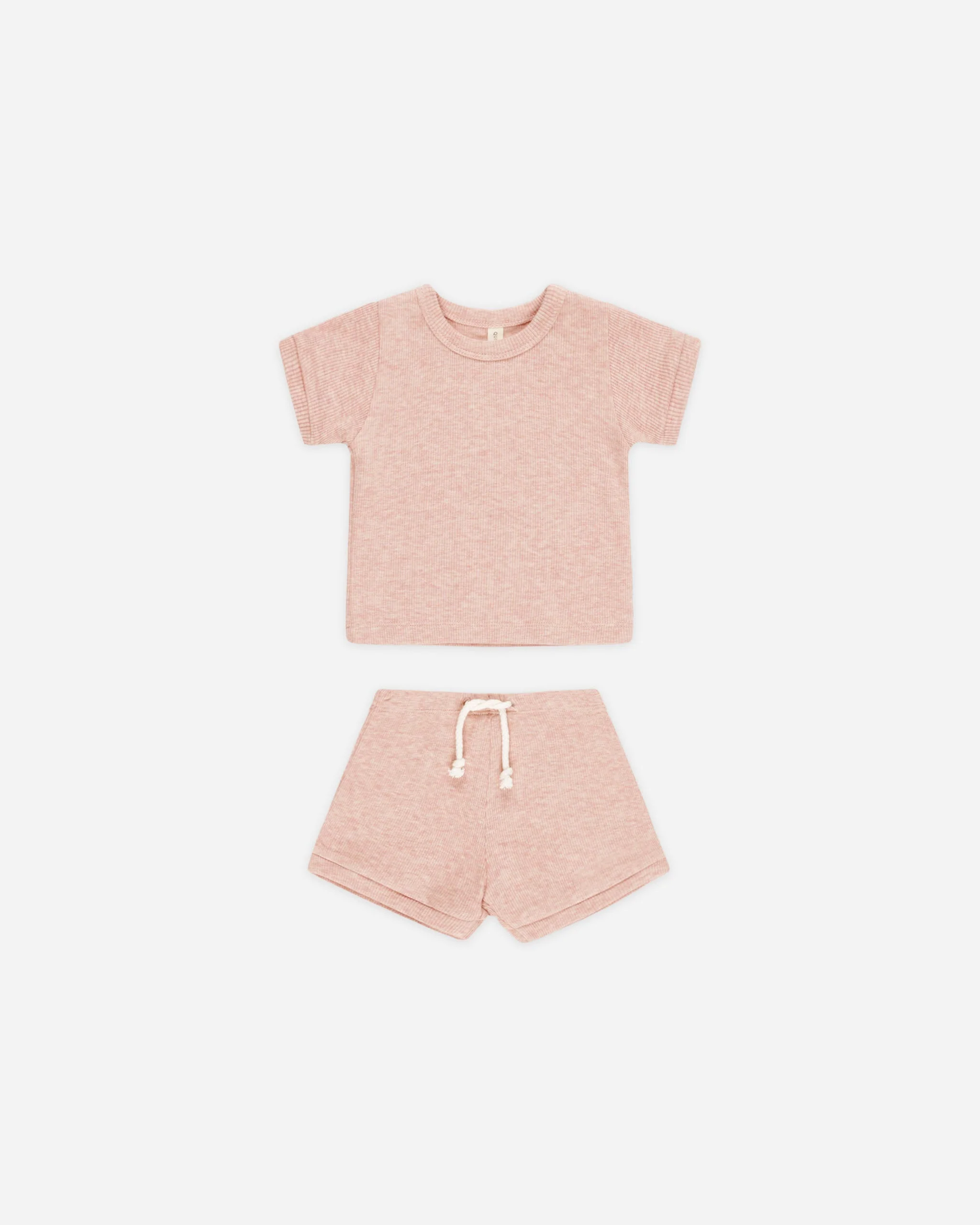 Ribbed Shortie Set || Rose