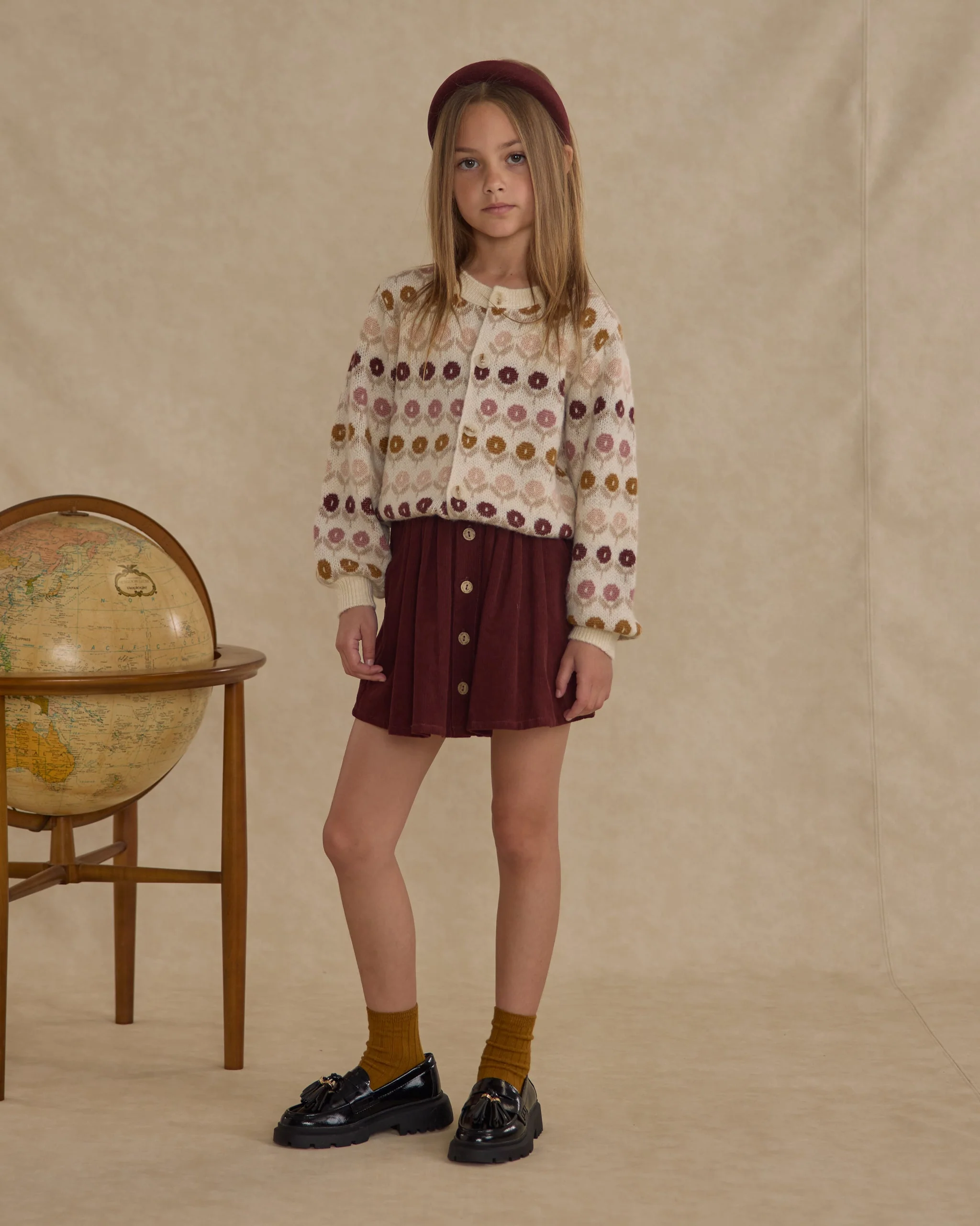 Ribbed Socks || Golden, Burgundy - Image 2