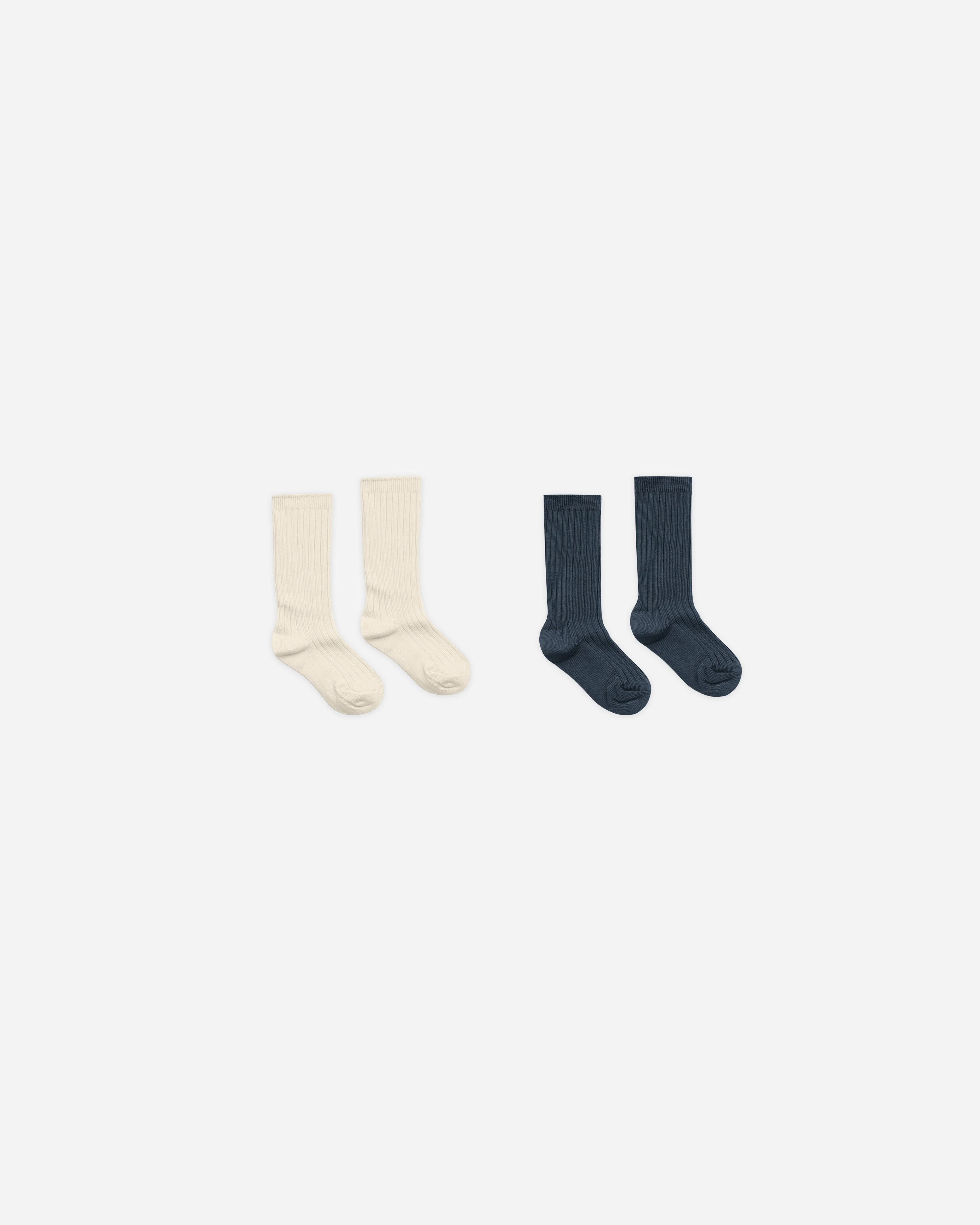 Ribbed Socks || Natural and Navy