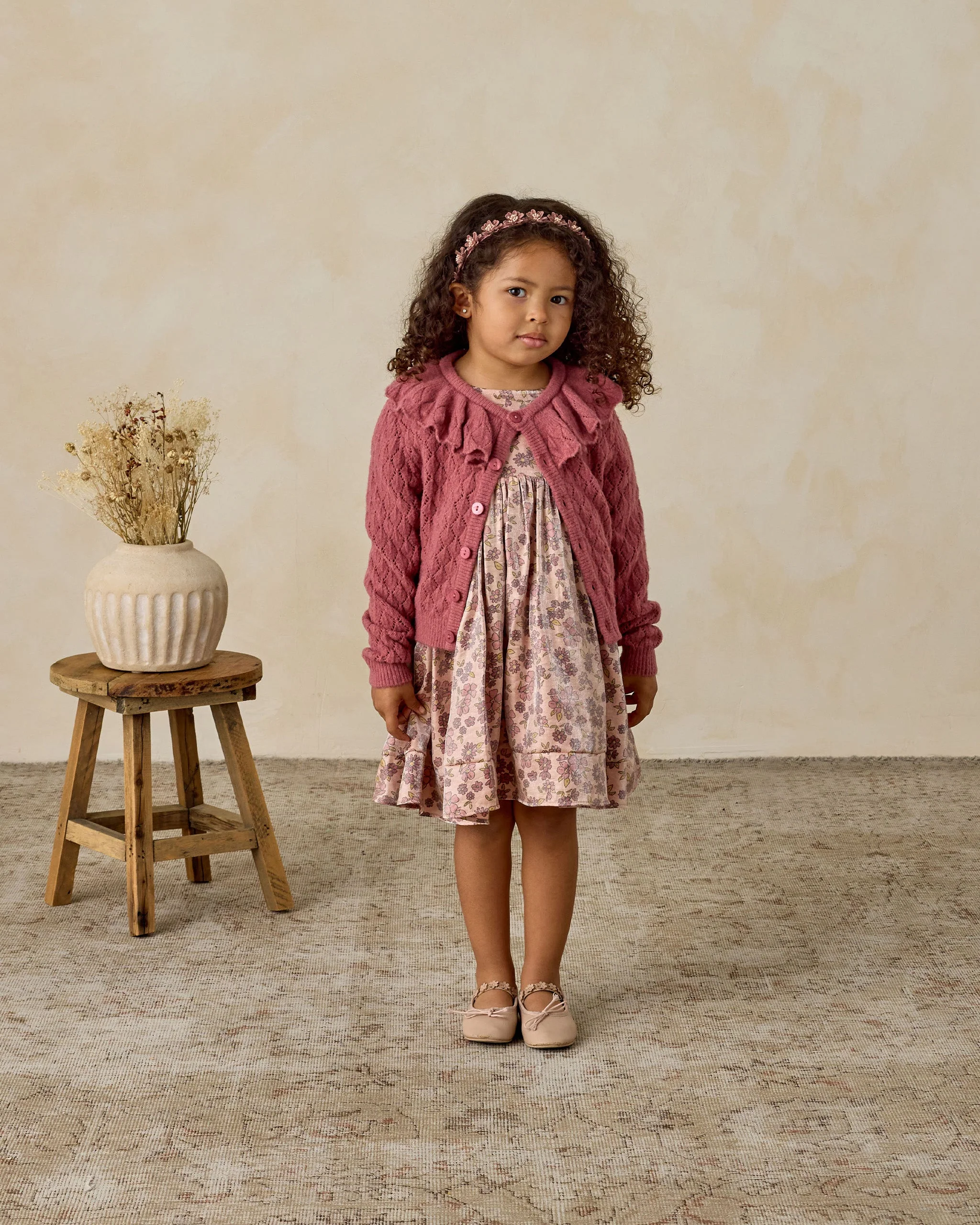Ruffle Cardigan | Raspberry - Image 2