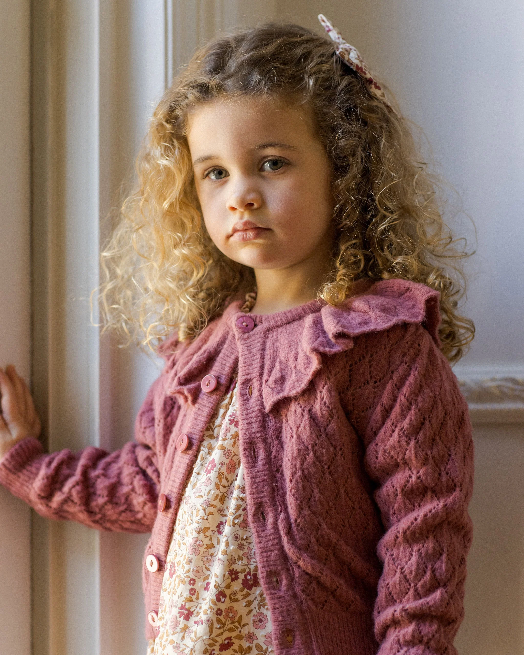 Ruffle Cardigan | Raspberry - Image 3