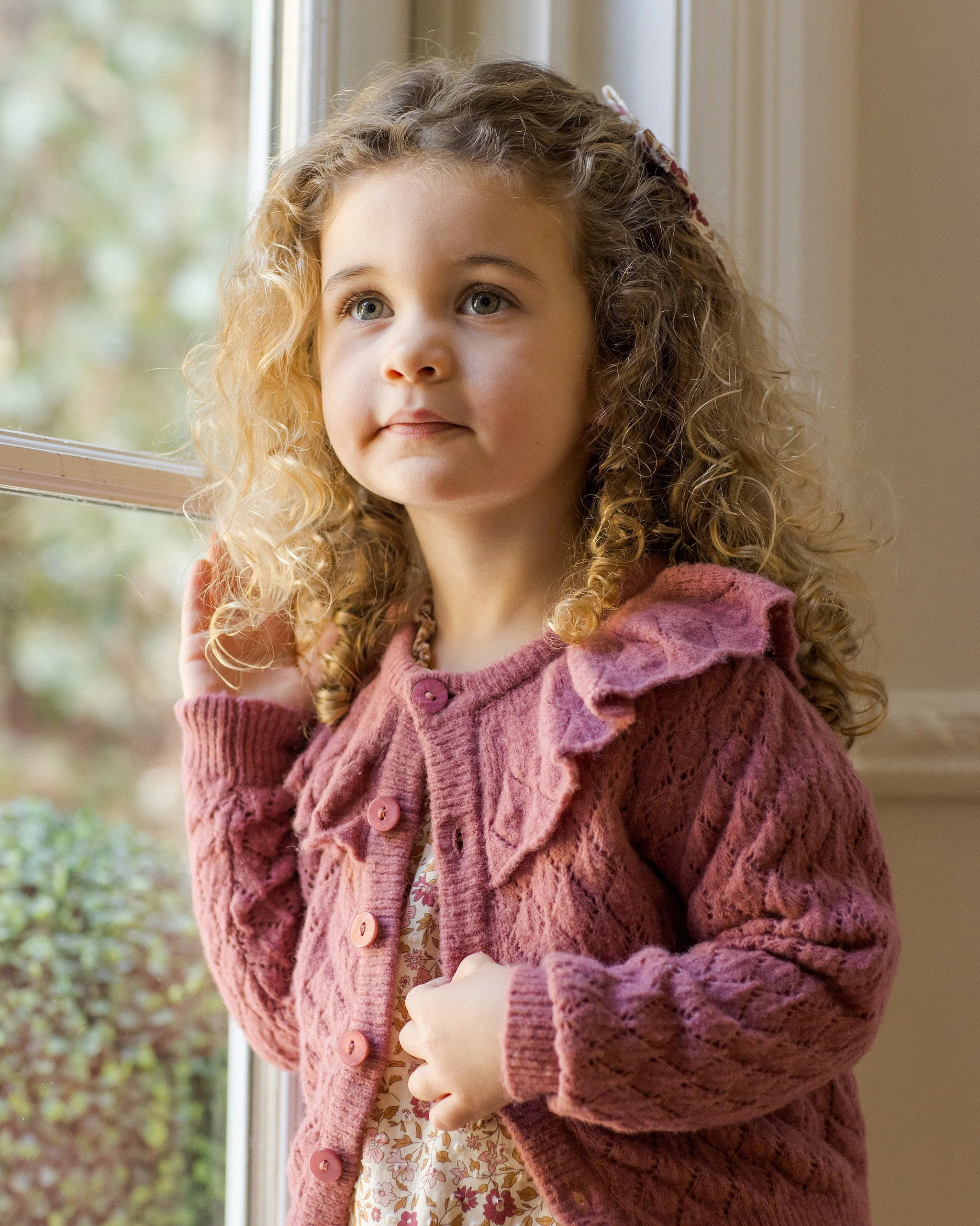 Ruffle Cardigan | Raspberry - Image 4