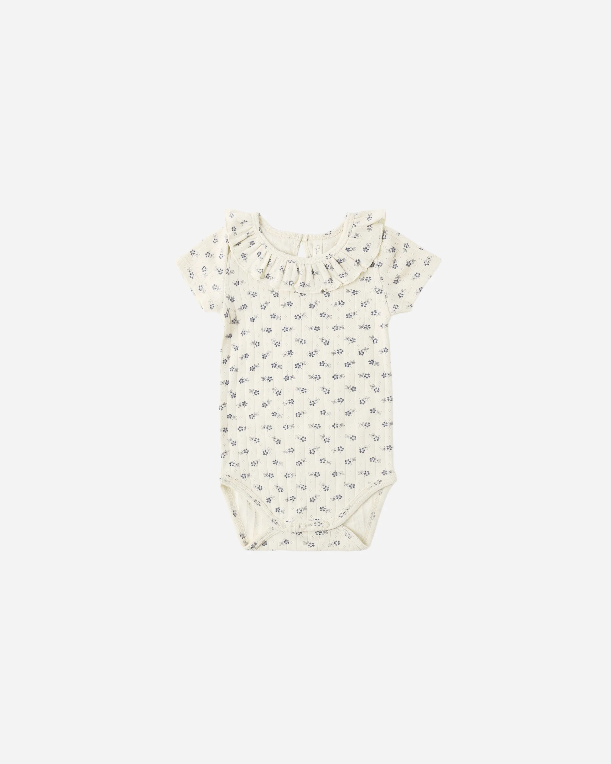 Ruffle Collar Bodysuit Blue Ditsy
