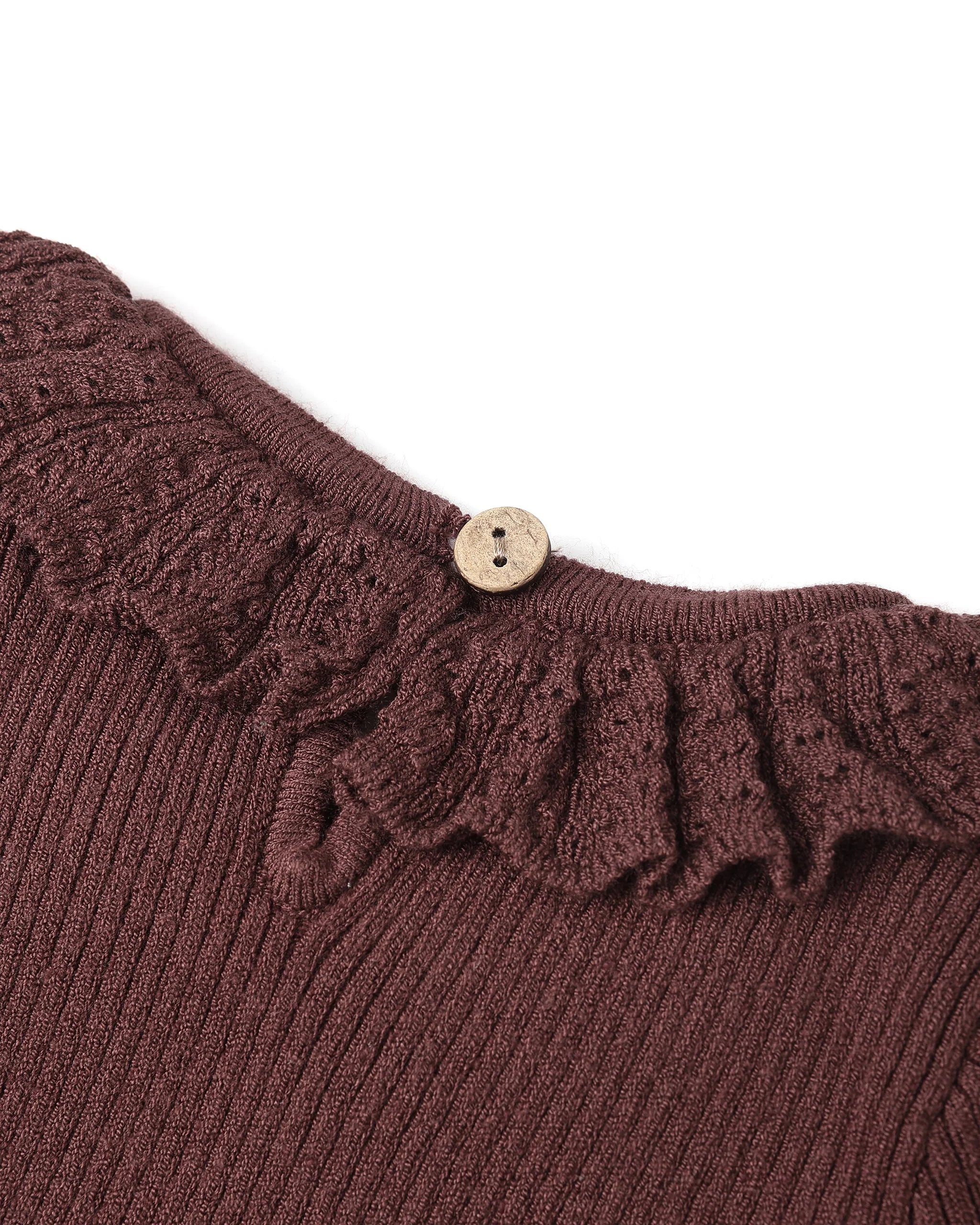 Ruffle Collar Bodysuit || Burgundy - Image 3