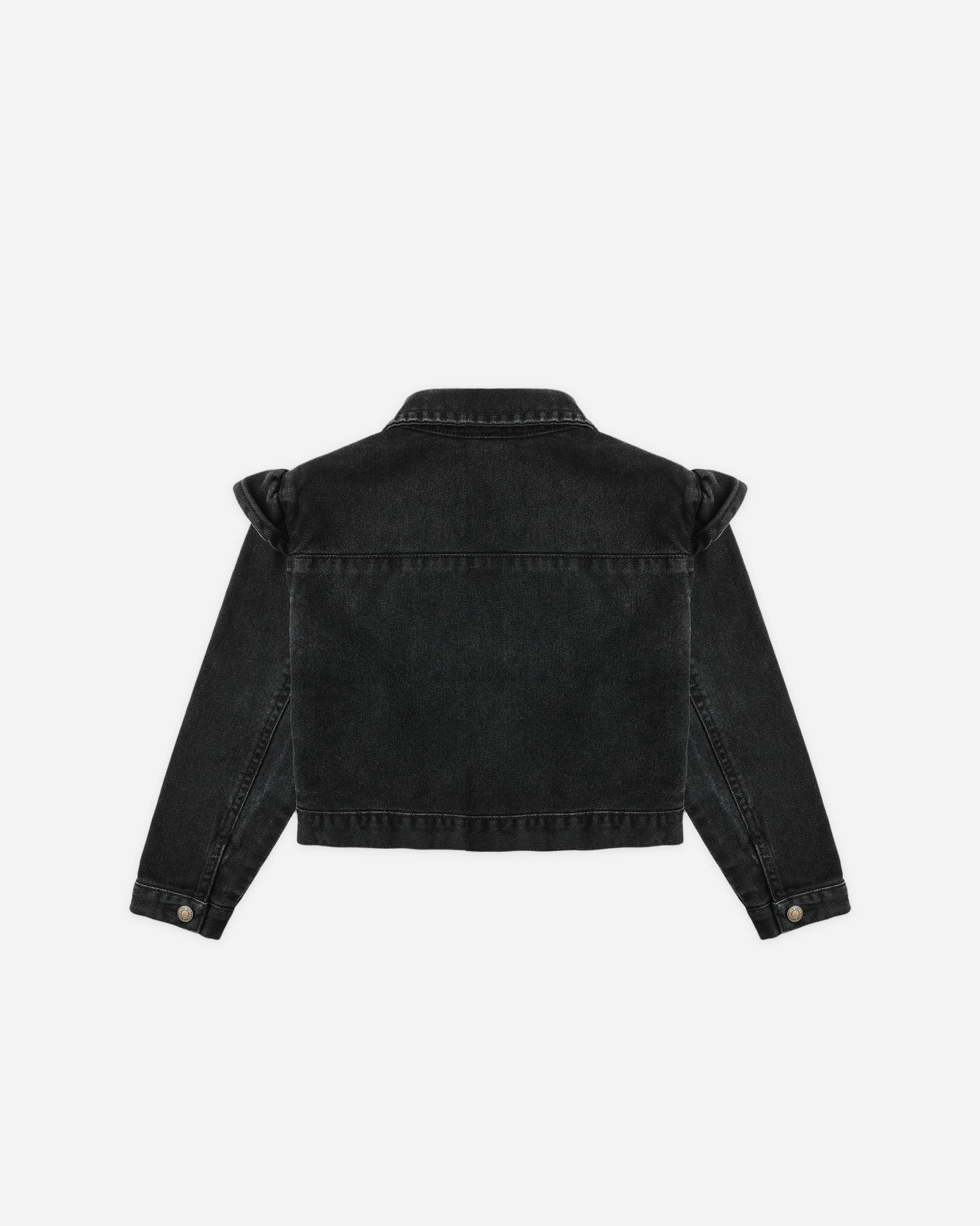 Ruffle Denim Jacket || Washed Black - Image 2