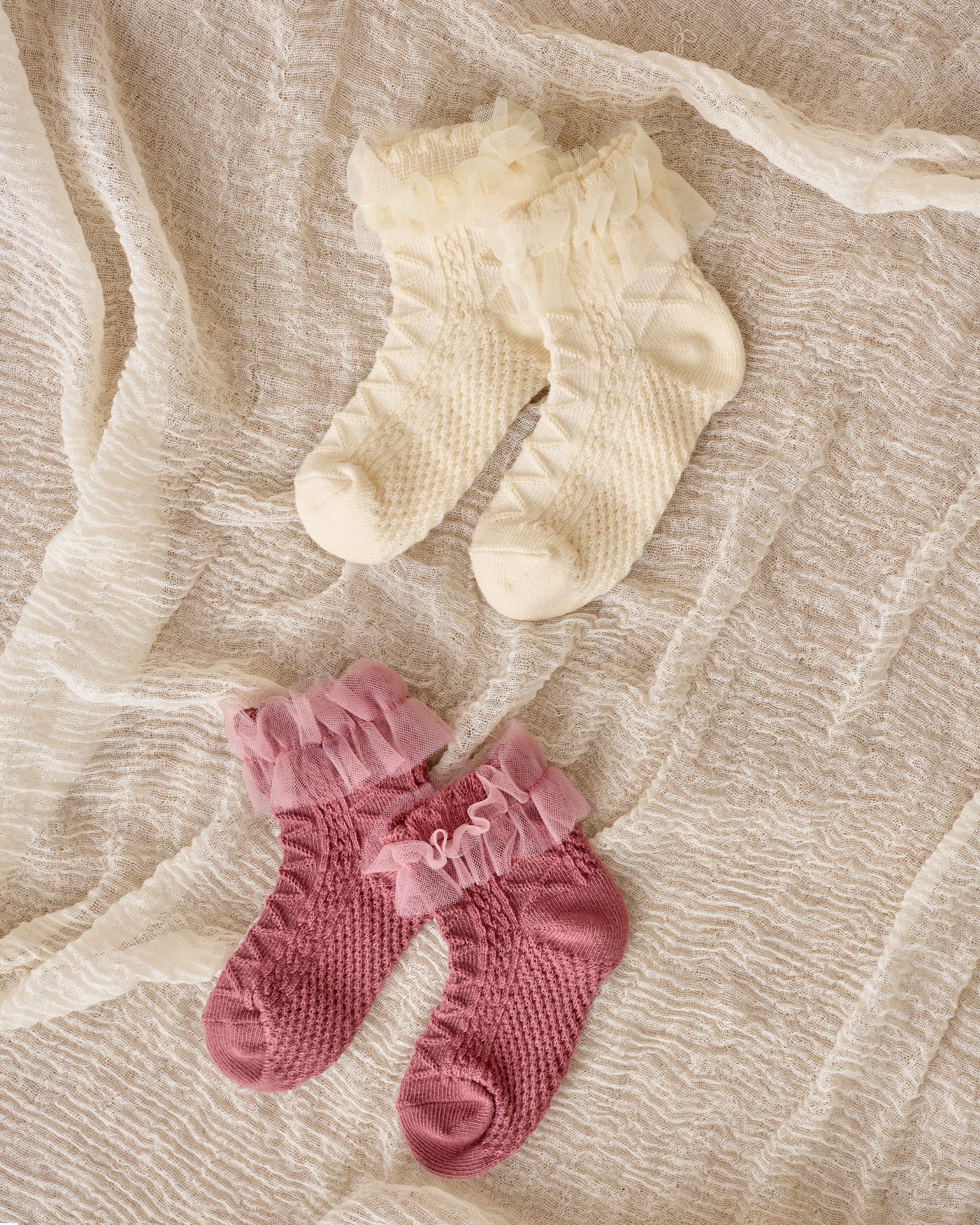 Ruffle Socks | Ivory, Raspberry - Image 5