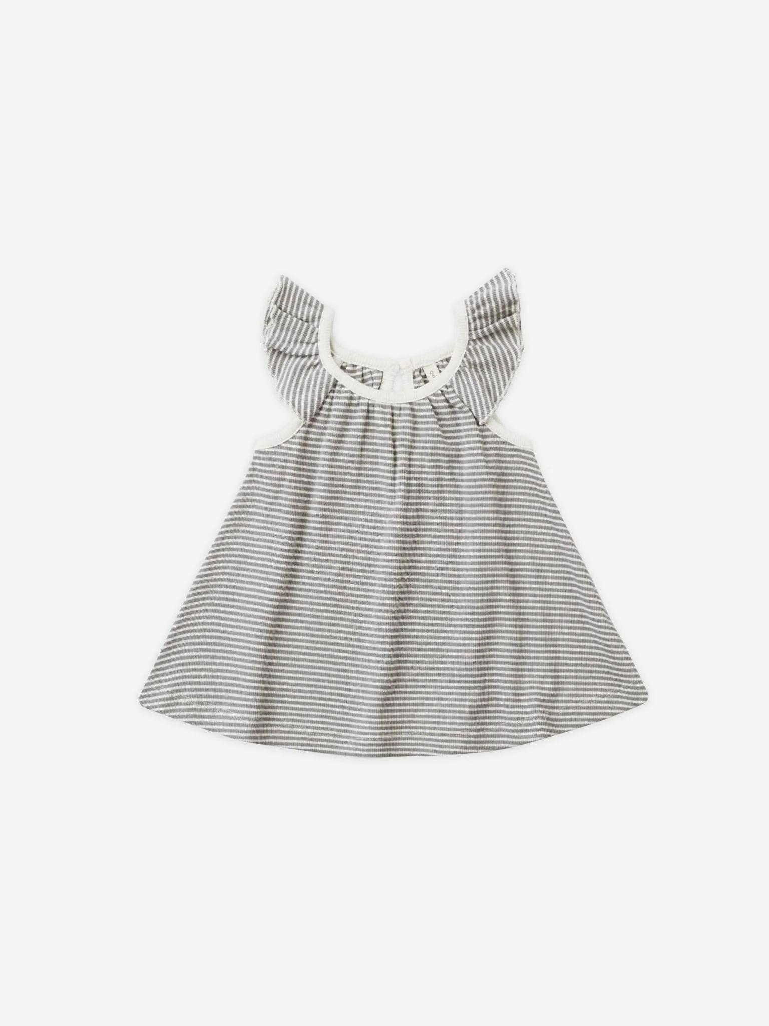 Ruffle Swing Dress || Lagoon Micro Stripe