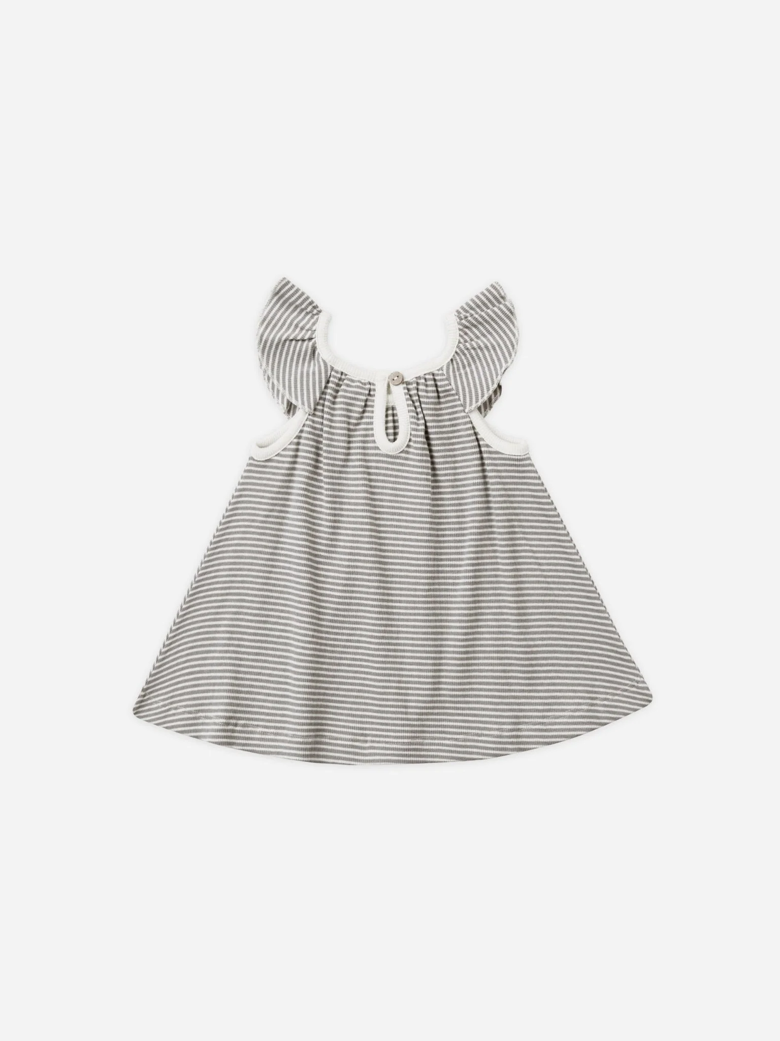 Ruffle Swing Dress || Lagoon Micro Stripe - Image 2