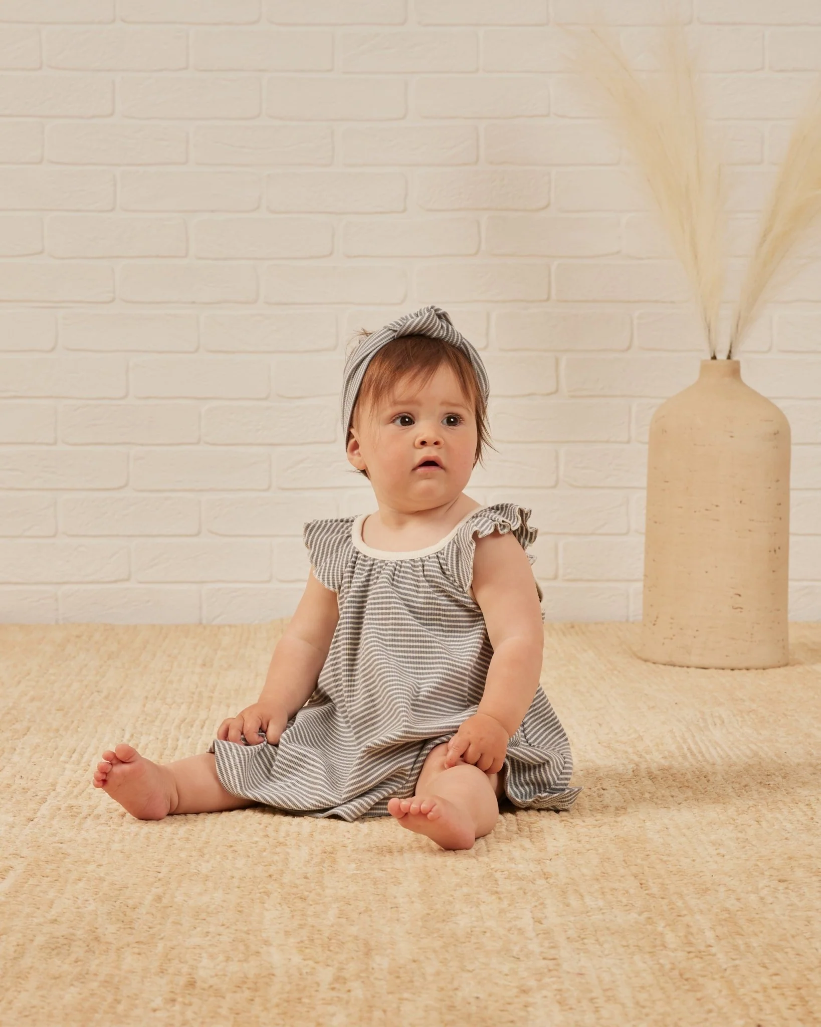 Ruffle Swing Dress || Lagoon Micro Stripe - Image 3