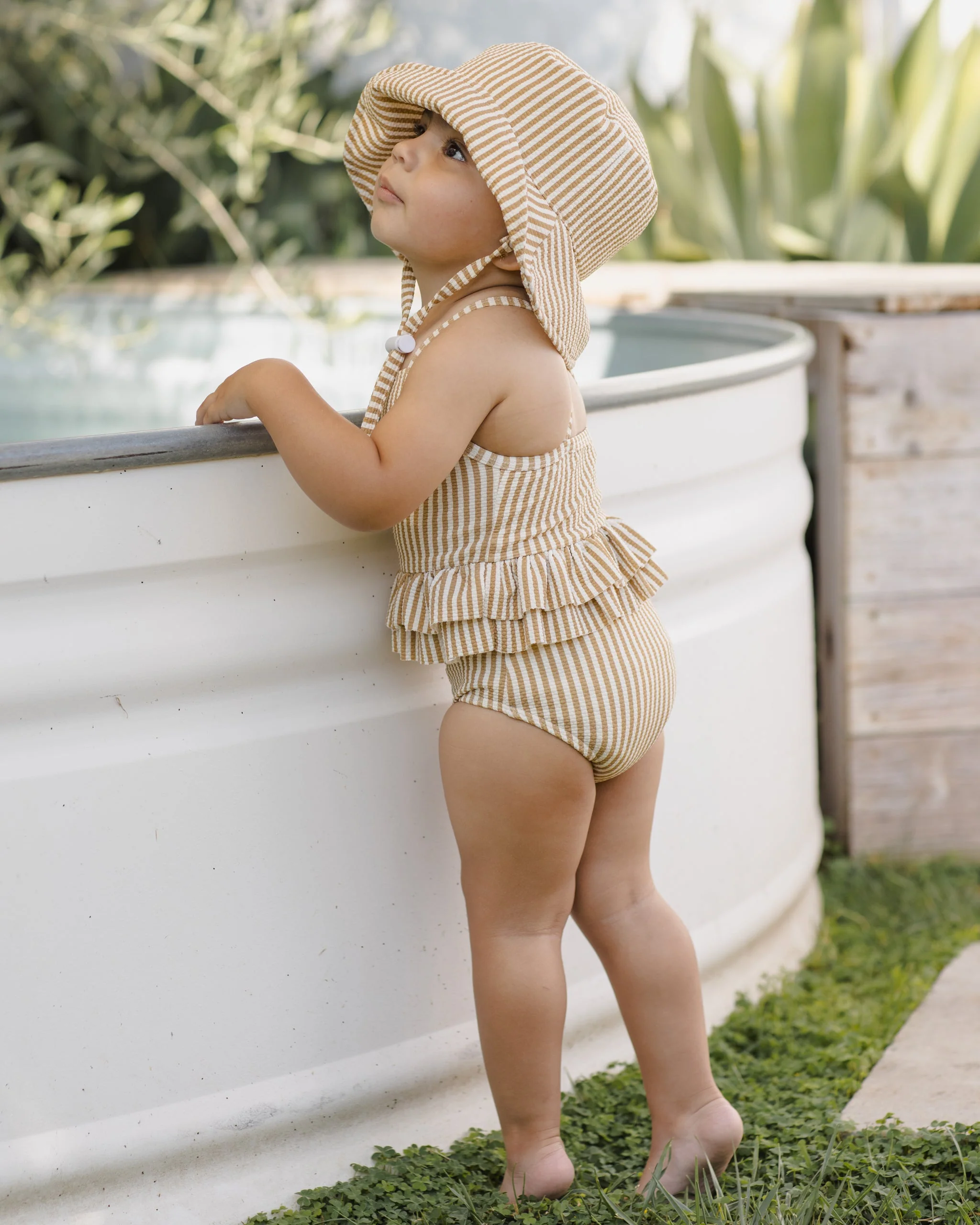 Ruffled One-Piece Swimsuit Honey Stripe Small - Image 2
