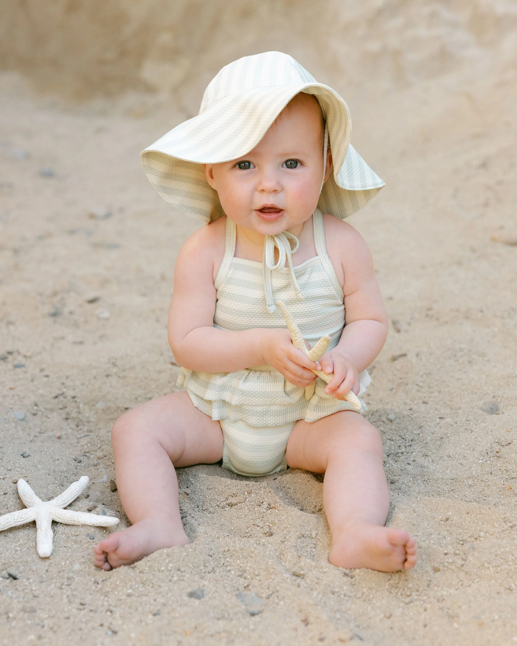 -Ruffled One-Piece Swimsuit || Mint Stripe- - Image 4