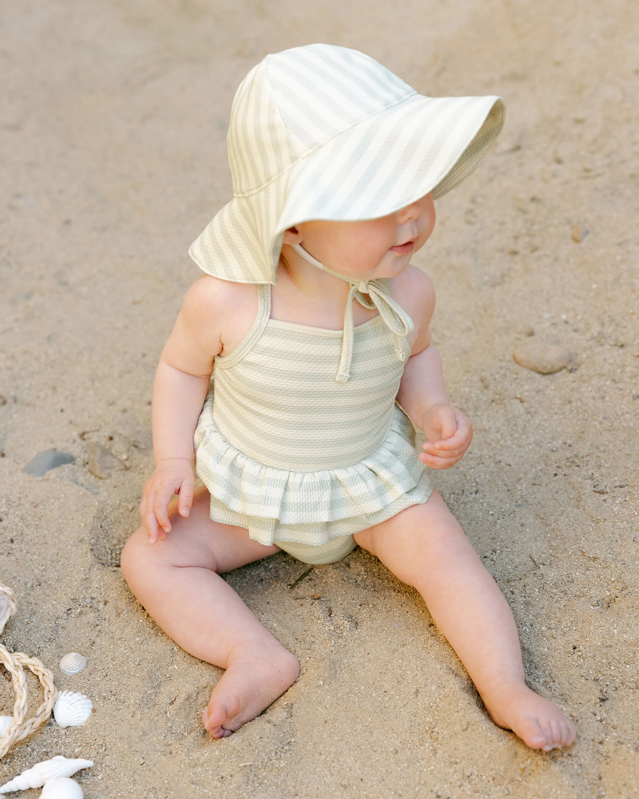 -Ruffled One-Piece Swimsuit || Mint Stripe- - Image 5