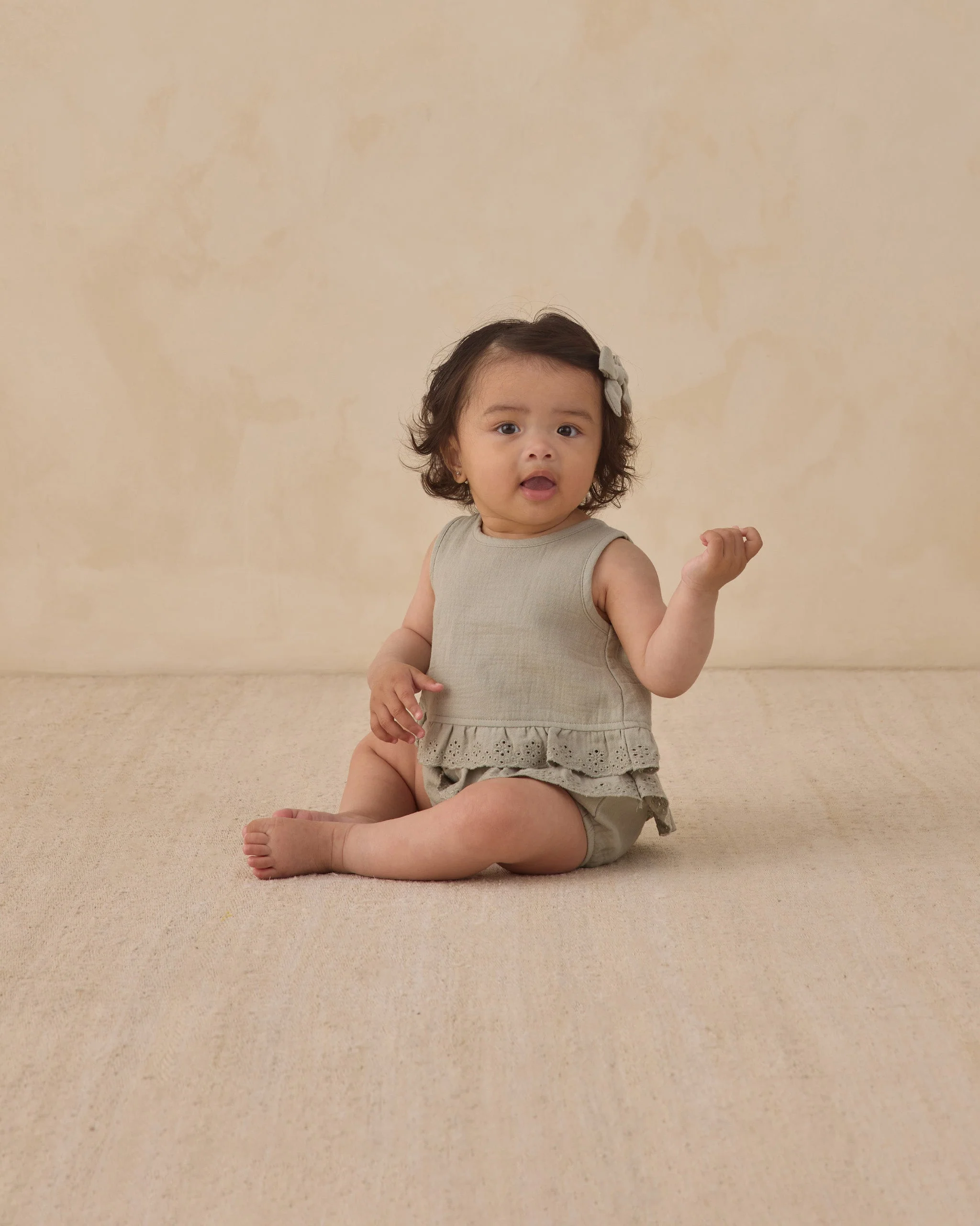 Ruffled Tulip Top + Bloomer Set Sage - Image 3