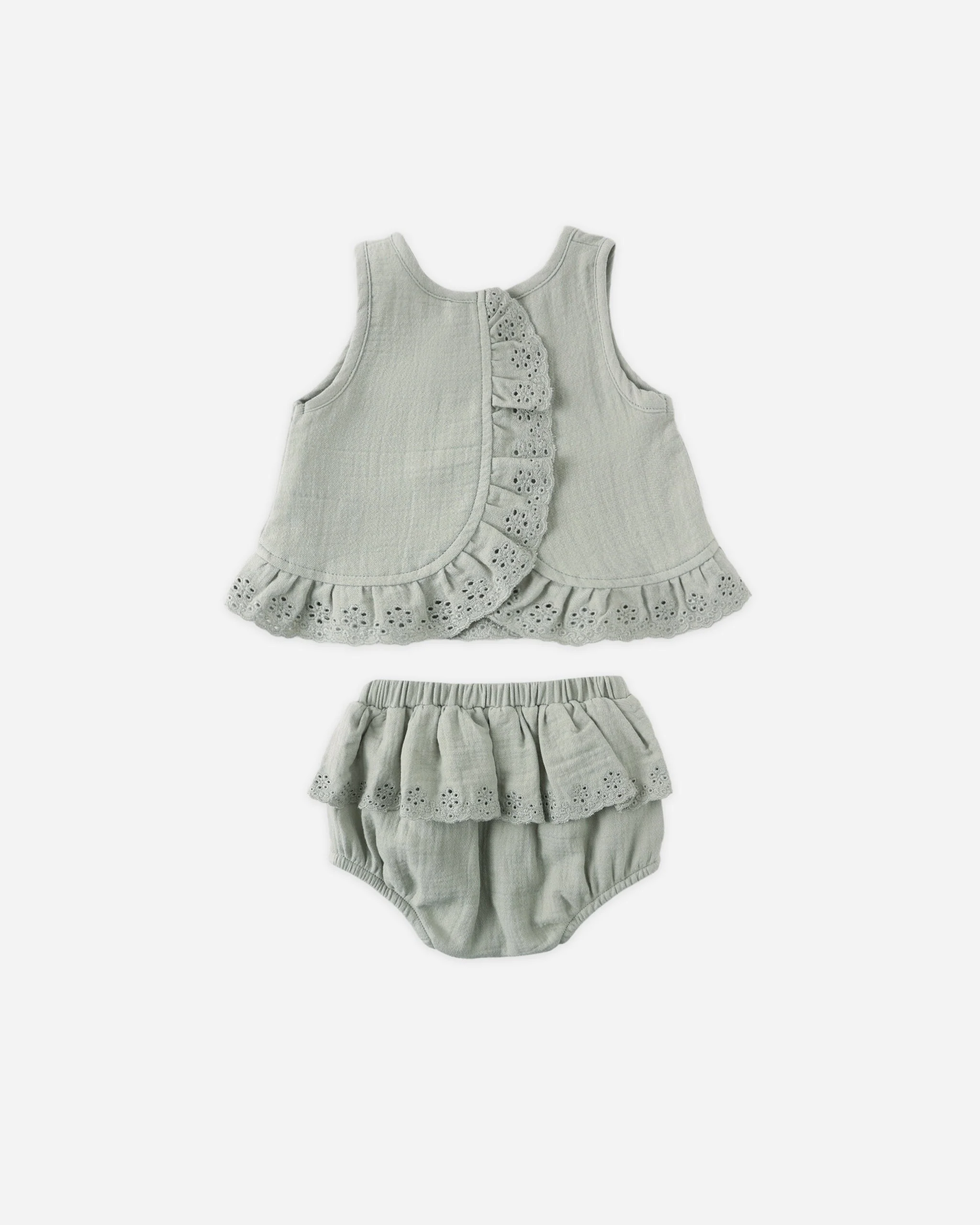 Ruffled Tulip Top + Bloomer Set Sage - Image 4