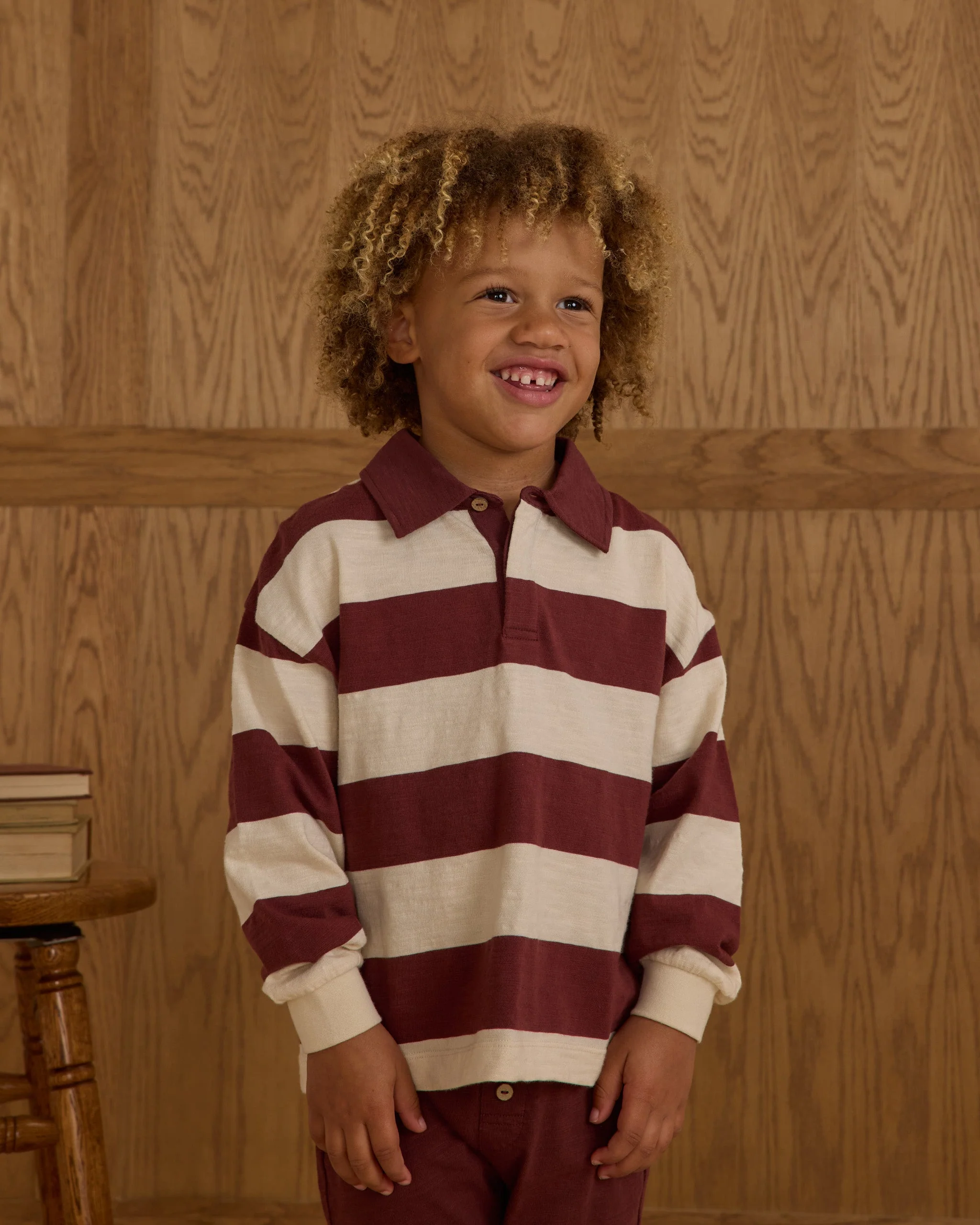 Rugby Polo || Burgundy Stripe - Image 2