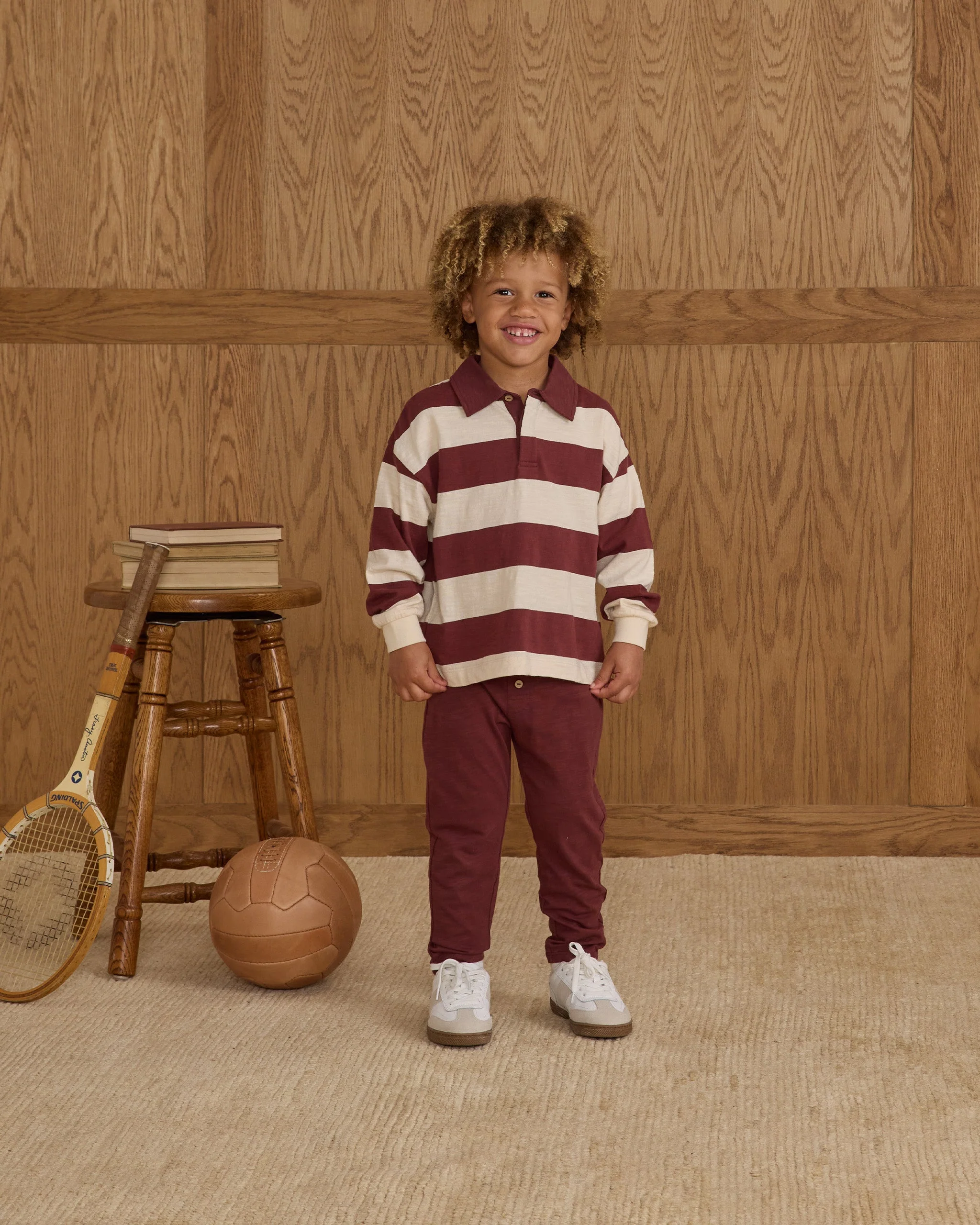 Rugby Polo || Burgundy Stripe - Image 3