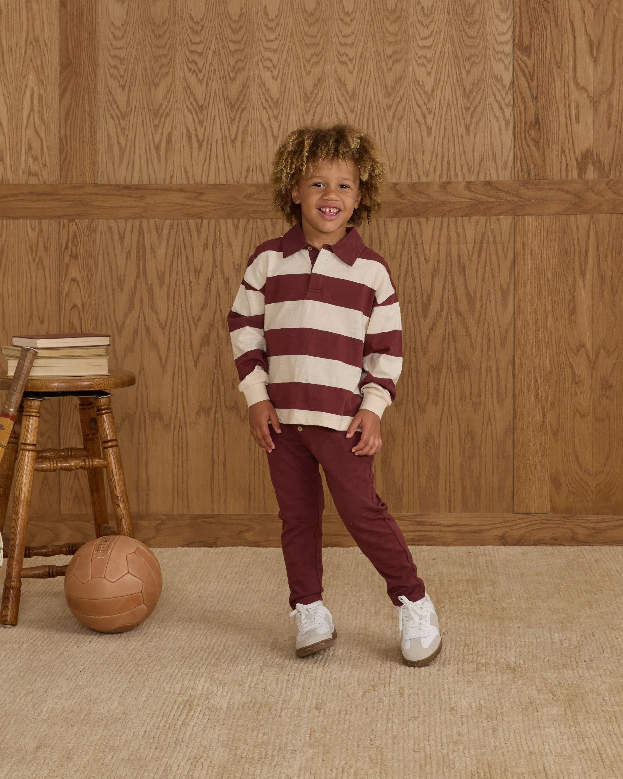Rugby Polo || Burgundy Stripe - Image 4