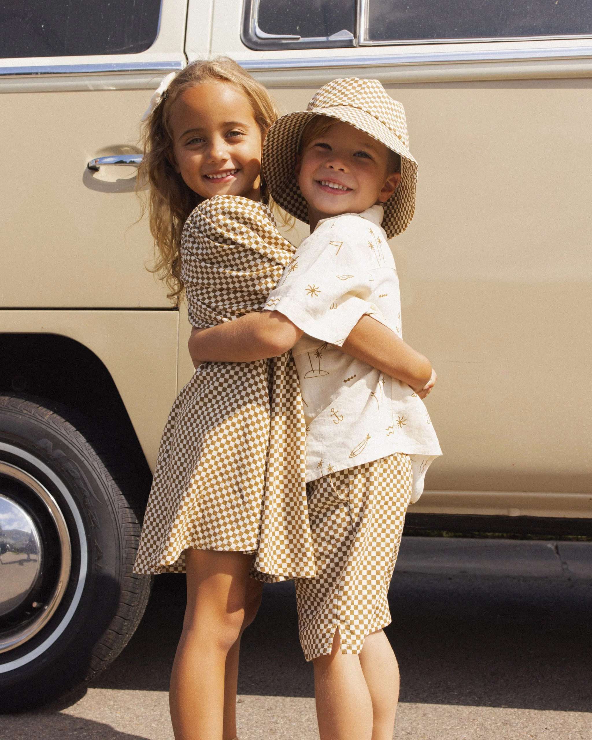 Sabrina Mini Dress Ocre Check - Image 6