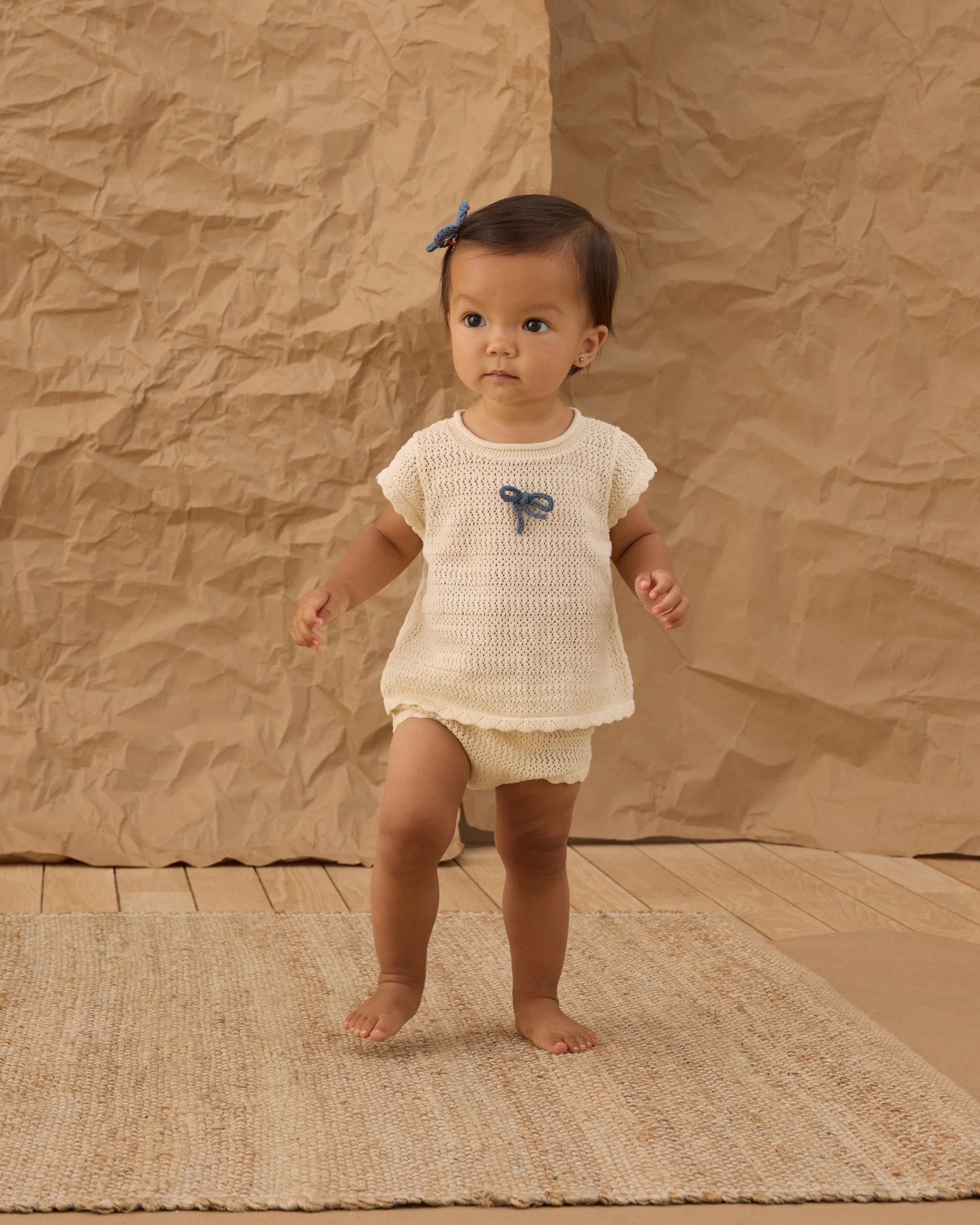 Scallop Knit Baby Set Natural - Image 2
