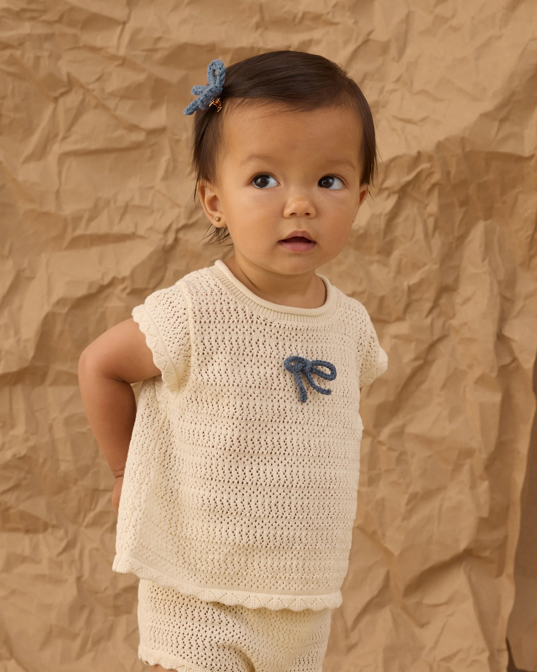 Scallop Knit Baby Set Natural - Image 3