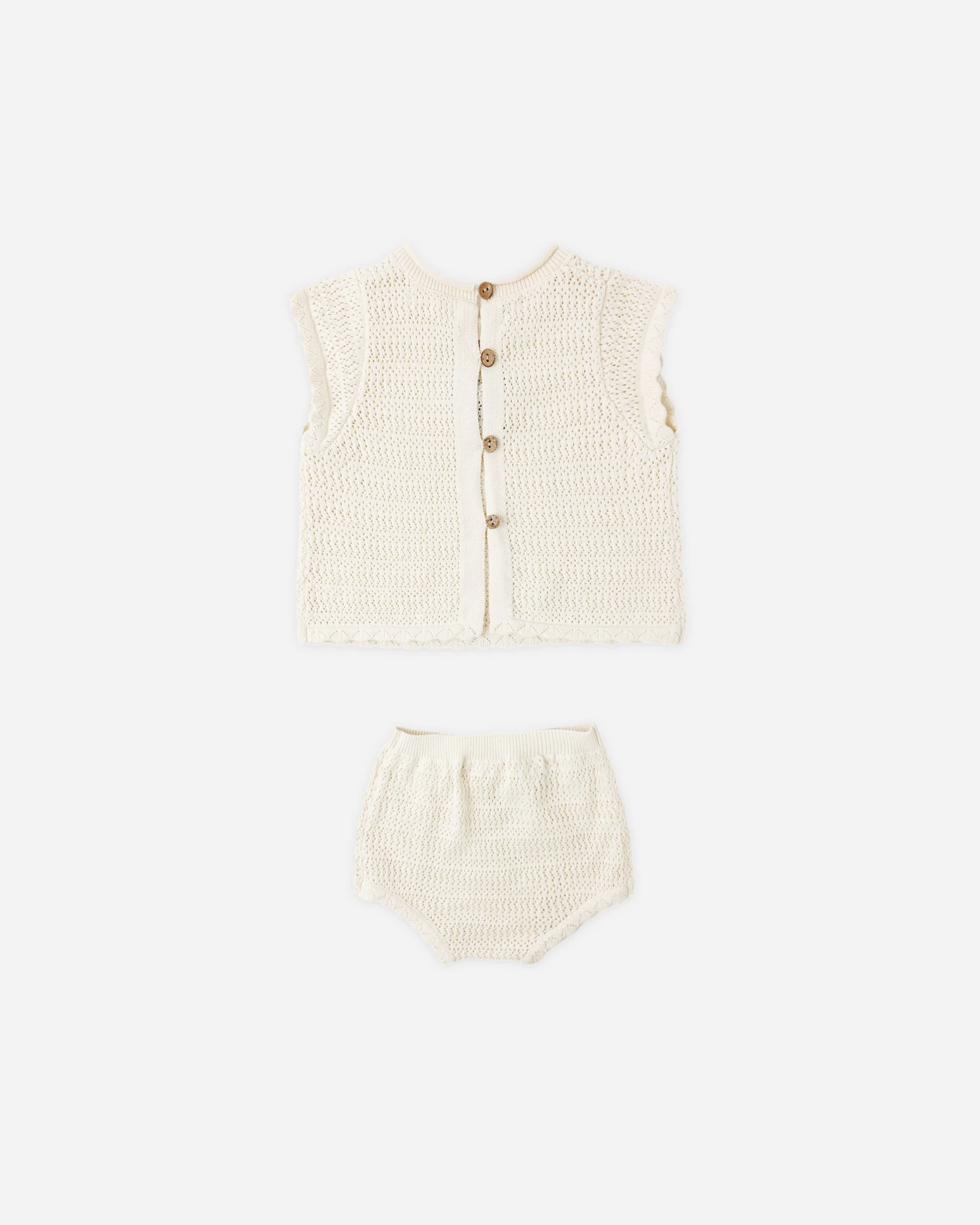 Scallop Knit Baby Set Natural - Image 6