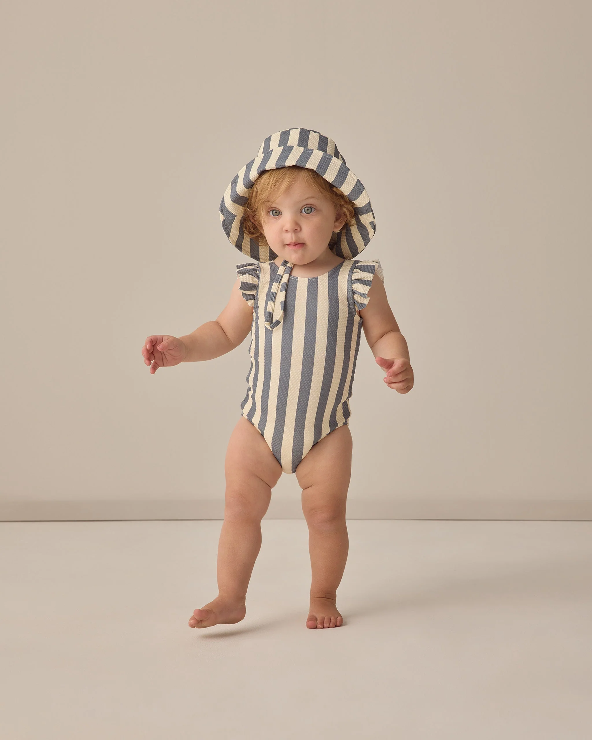 Scoop Back One-Piece Swimsuit Retro Ocean Stripe - Image 3