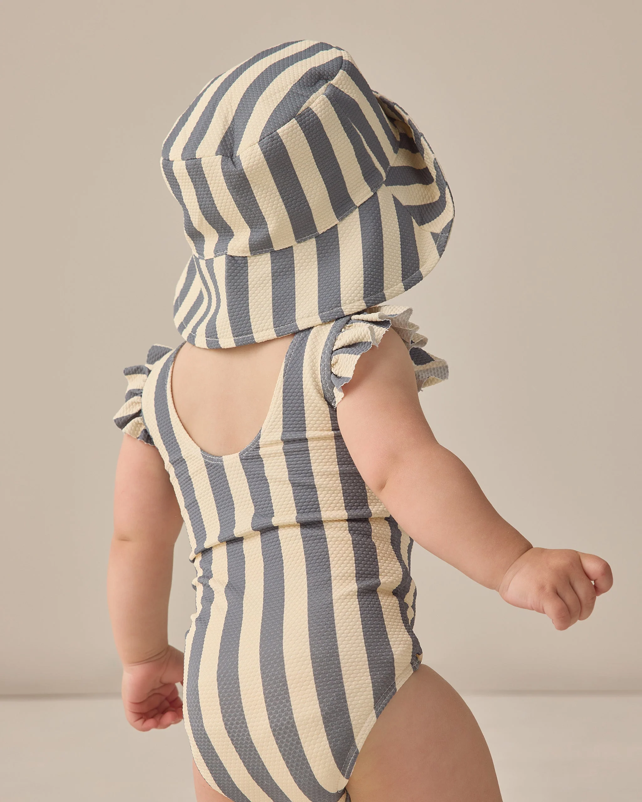 Scoop Back One-Piece Swimsuit Retro Ocean Stripe - Image 4