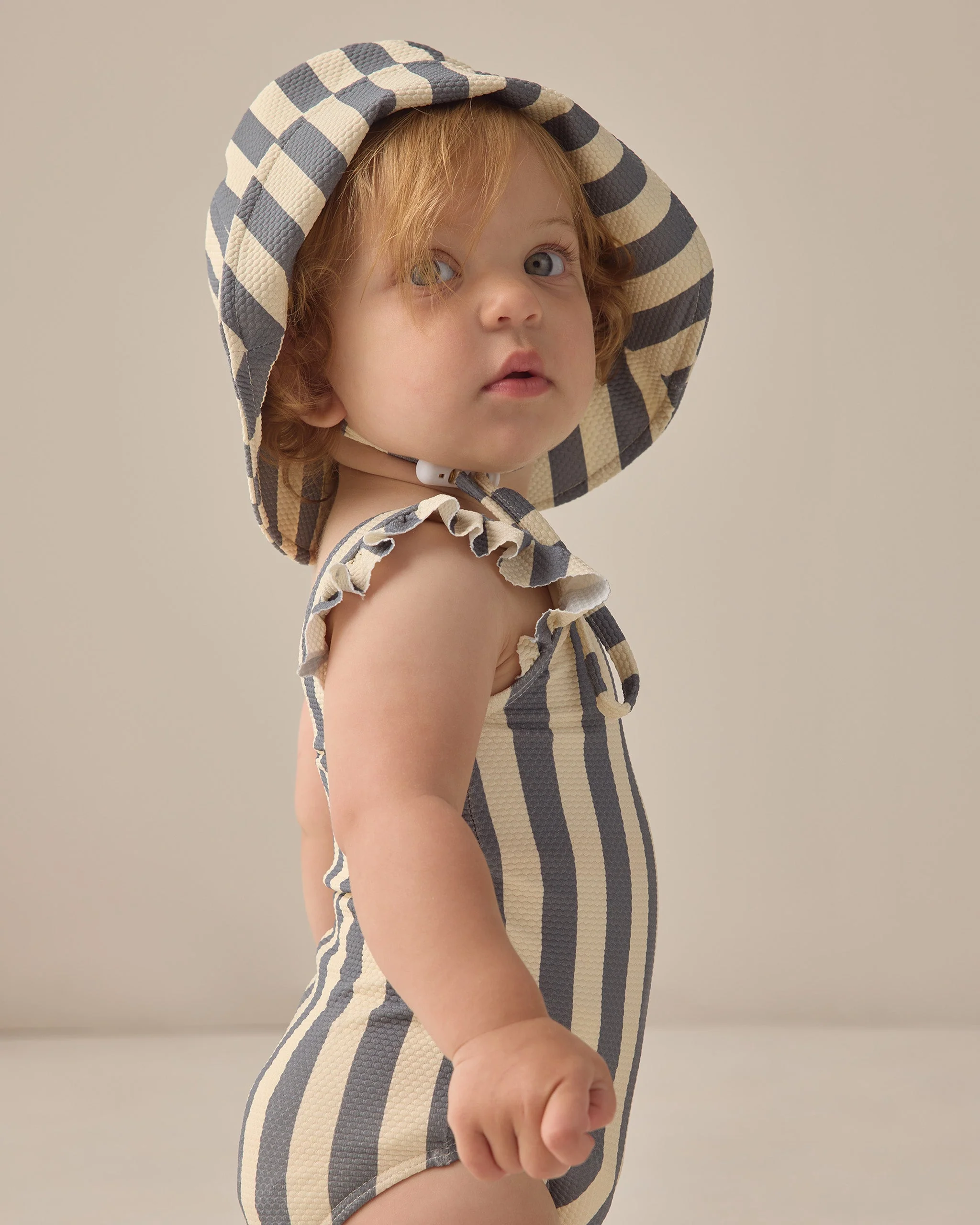 Scoop Back One-Piece Swimsuit Retro Ocean Stripe - Image 5
