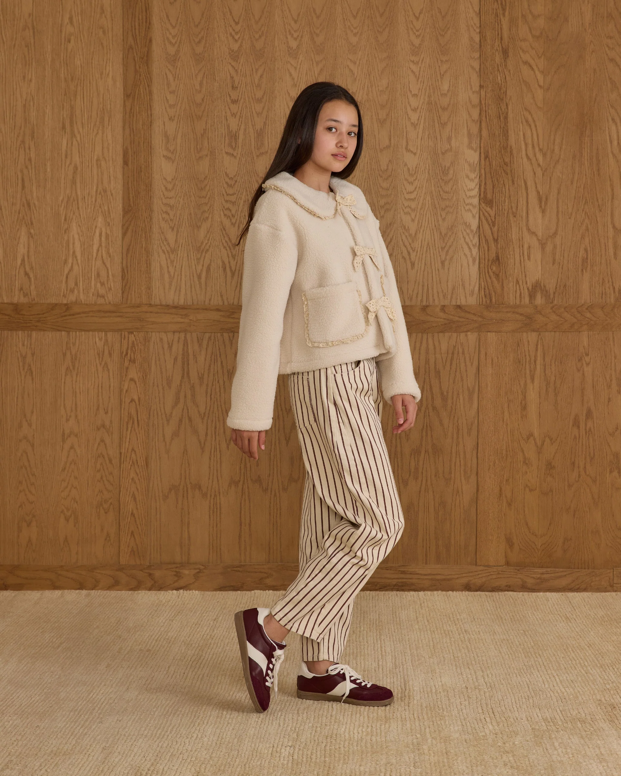 Shearling Collared Coat || Natural Teen - Image 3